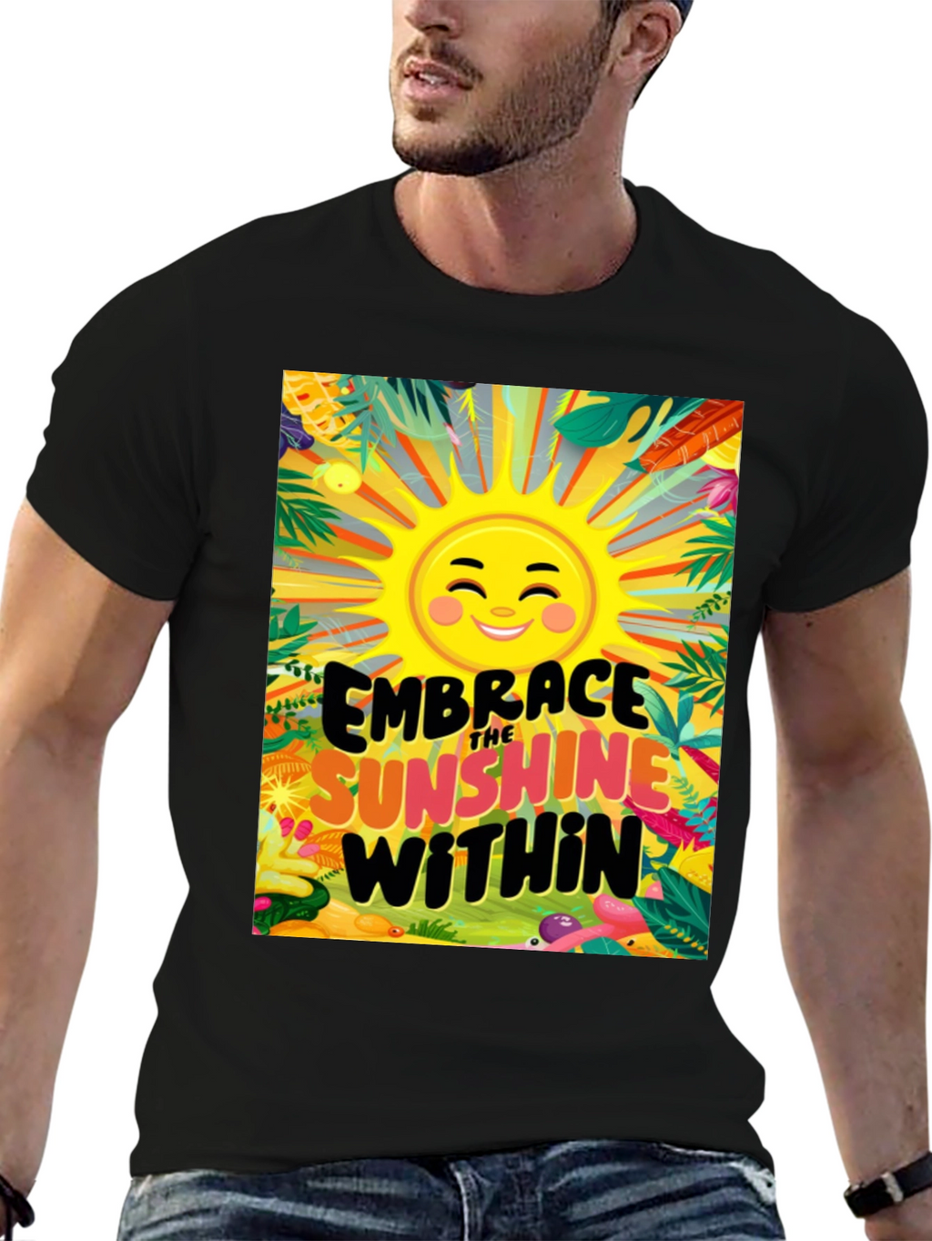 Embrace the Sunshine Within Black Graphic Tee