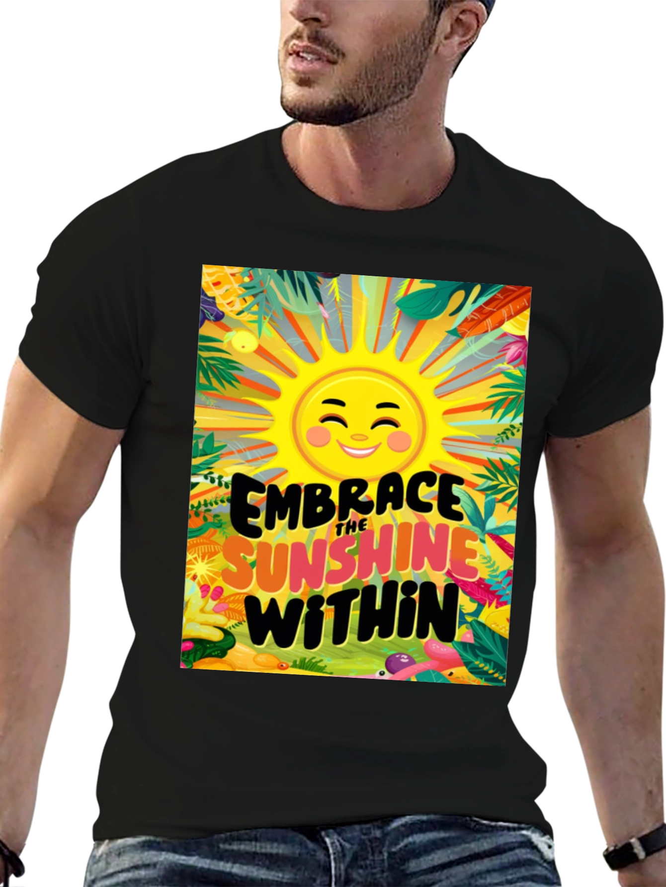 Embrace the Sunshine Within Black Graphic Tee