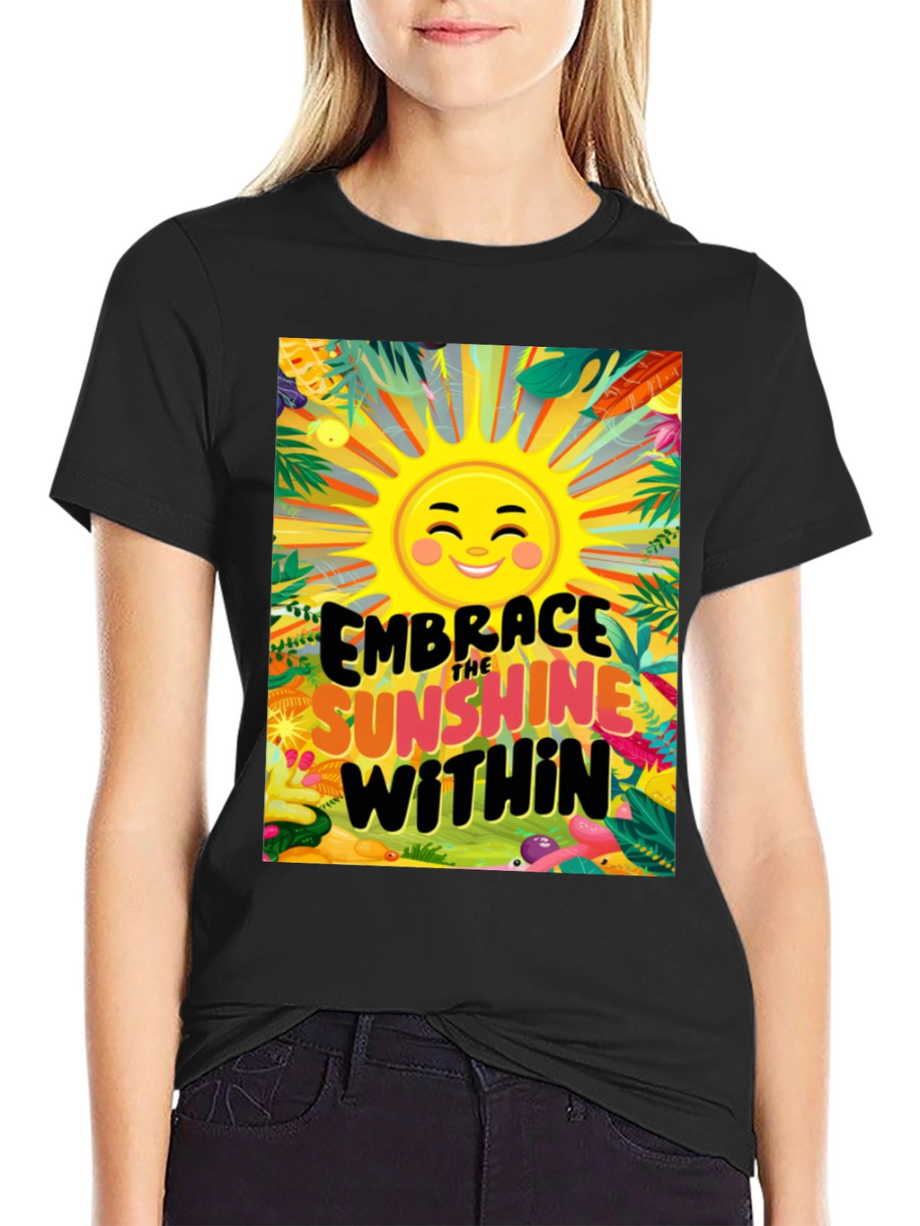 Embrace the Sunshine Within Black Graphic Tee