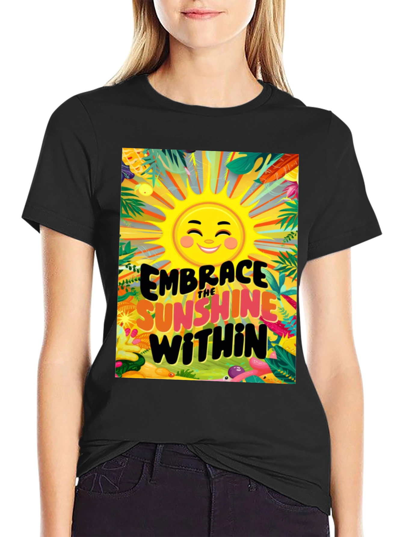 Embrace the Sunshine Within Black Graphic Tee