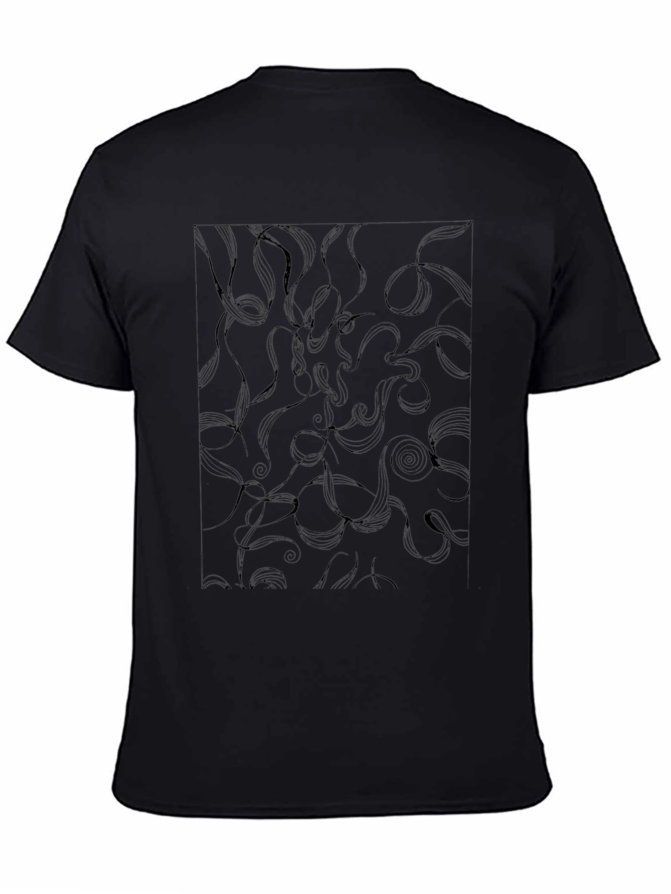 Abstract Swirl Design Black T-Shirt