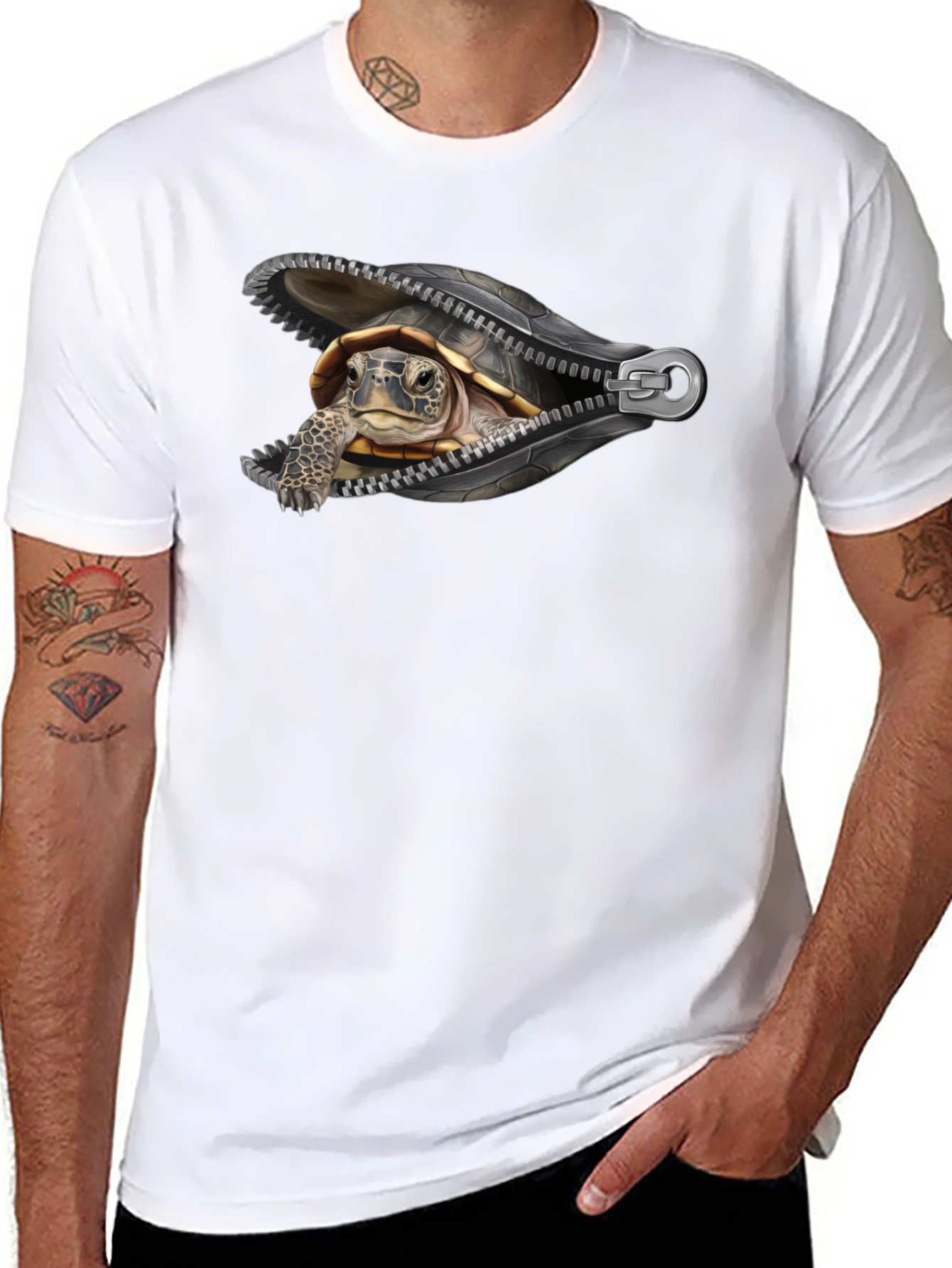 Turtle Zipper T-Shirt - Unique Graphic Tee