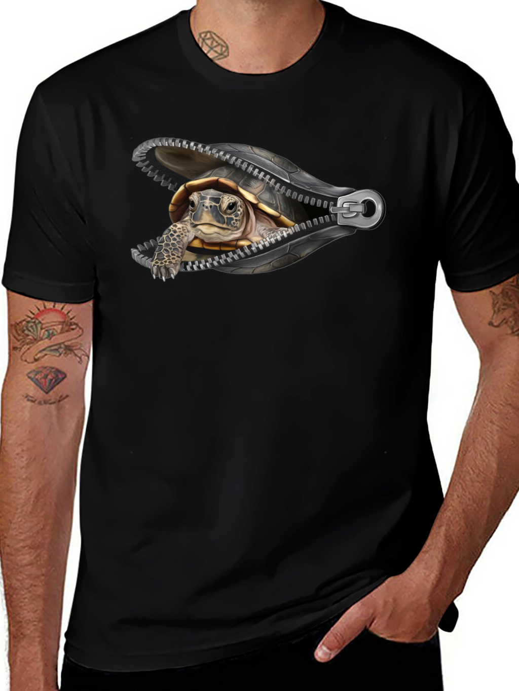 Turtle Zipper T-Shirt - Unique Graphic Tee