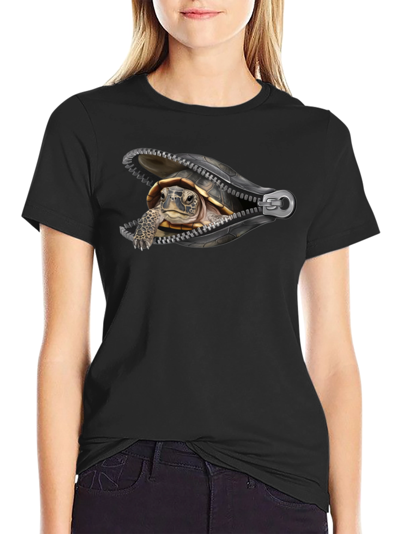Turtle Zipper T-Shirt - Unique Graphic Tee
