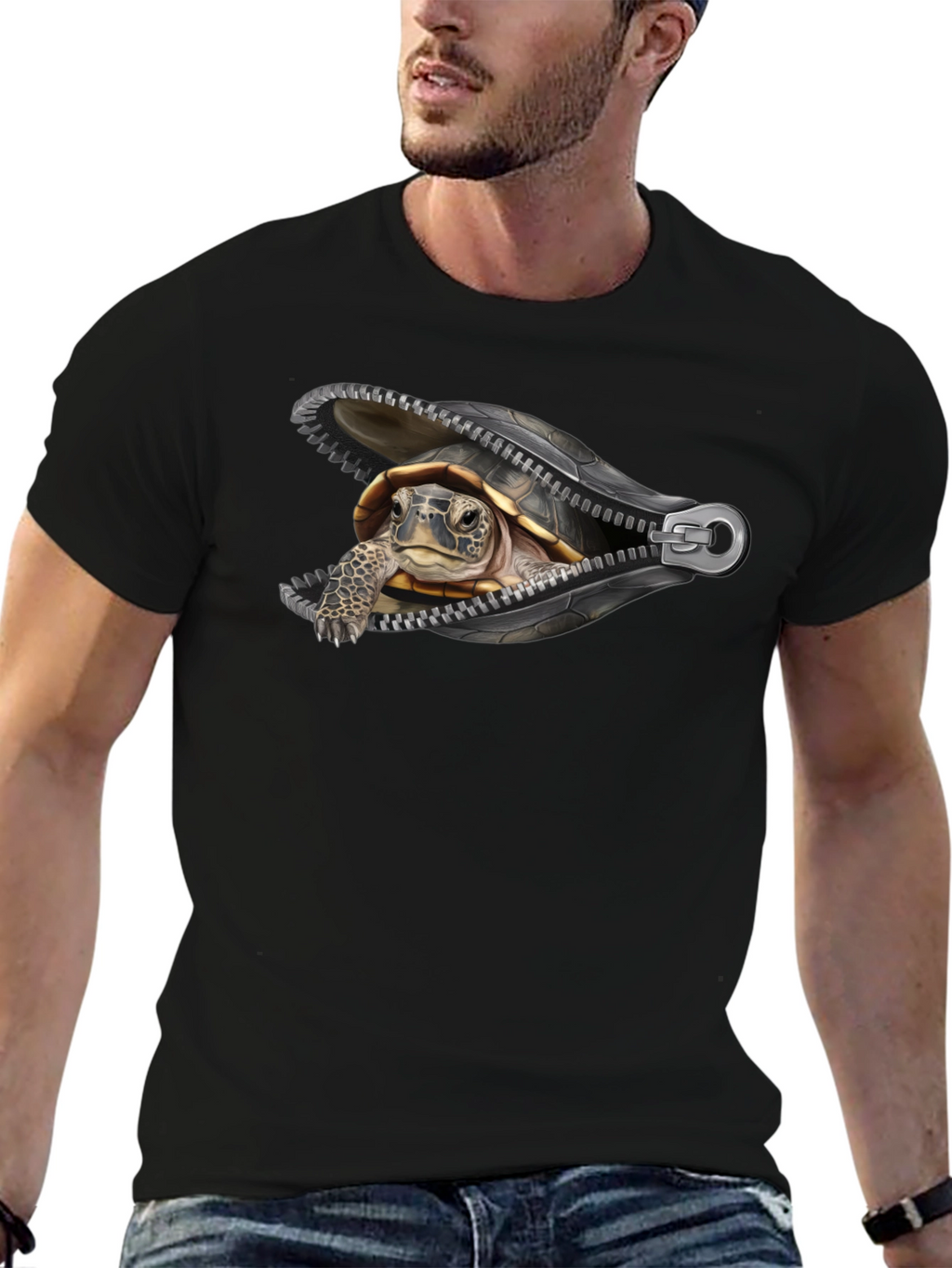 Turtle Zipper T-Shirt - Unique Graphic Tee