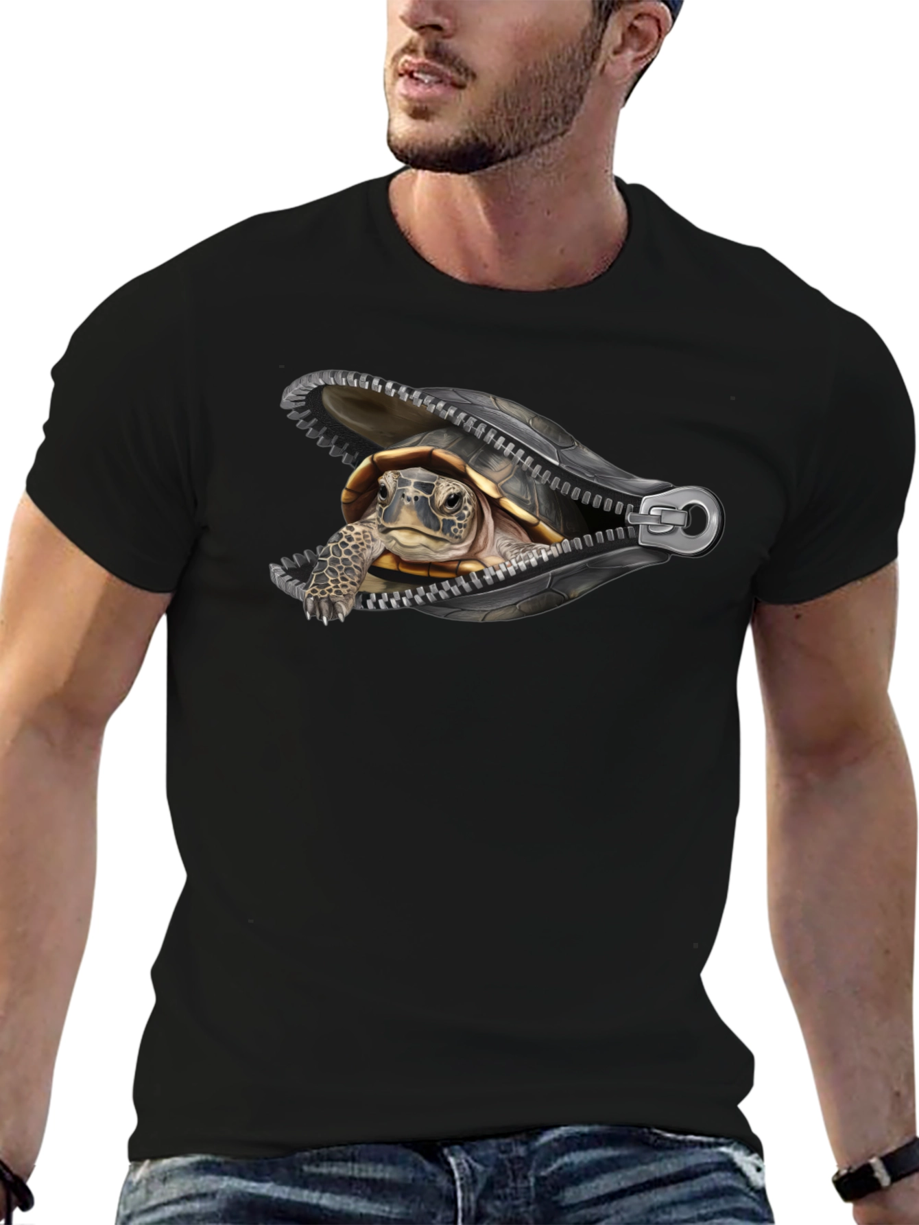 Turtle Zipper T-Shirt - Unique Graphic Tee