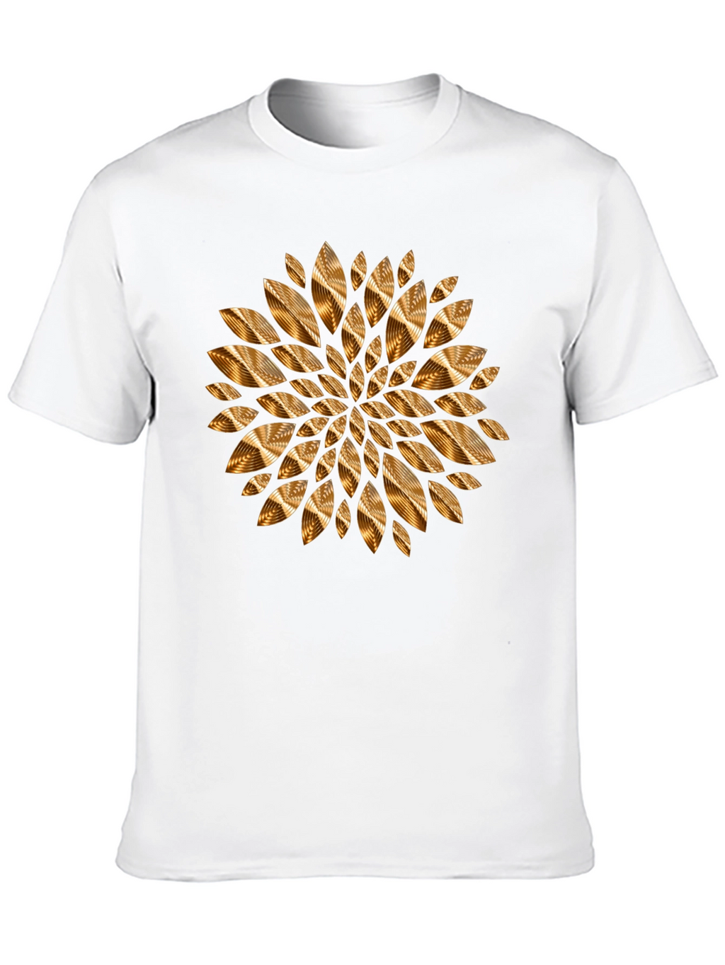 Abstract Gold Petal Design Black T-Shirt