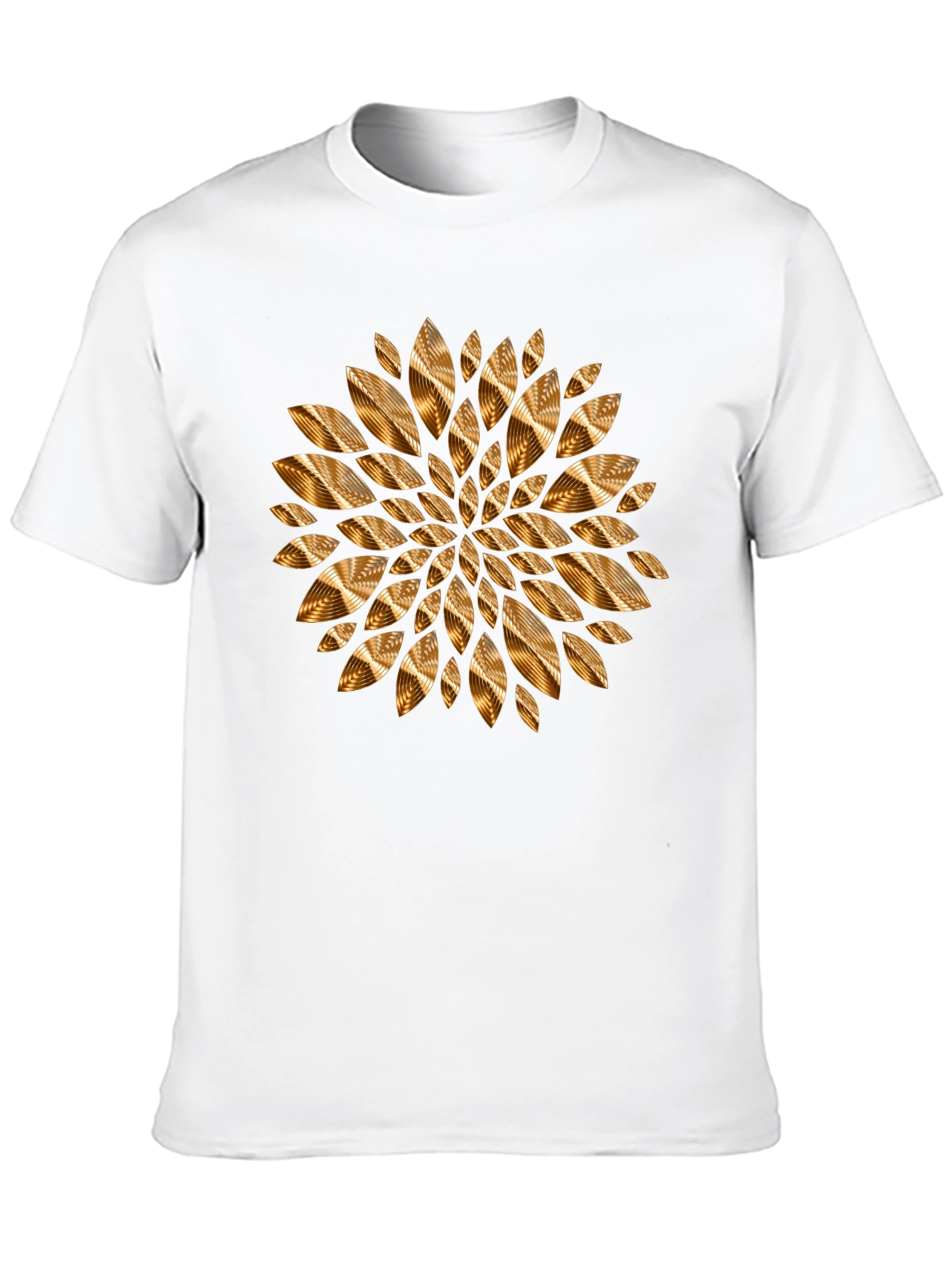 Abstract Gold Petal Design Black T-Shirt