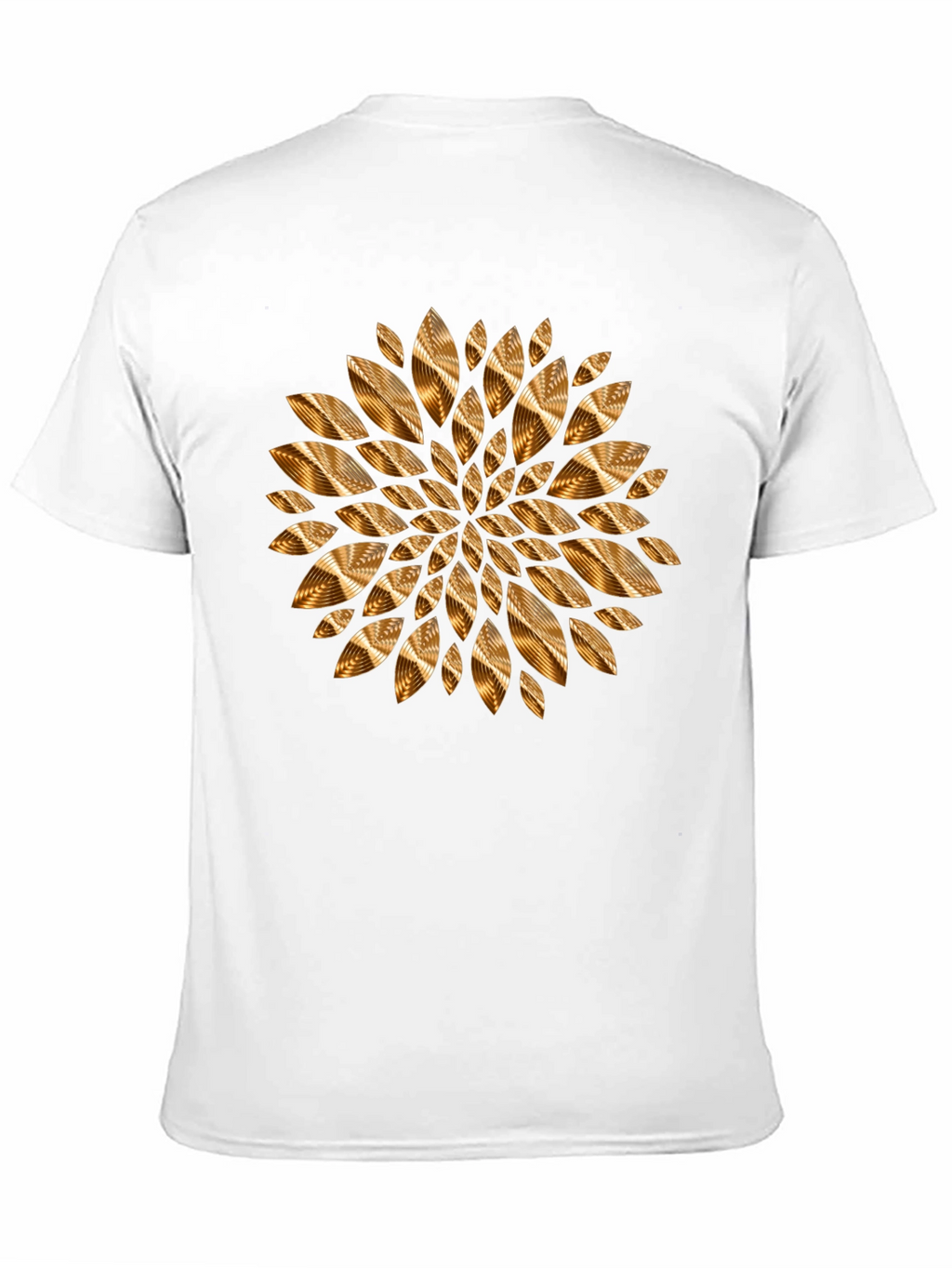 Abstract Gold Petal Design Black T-Shirt