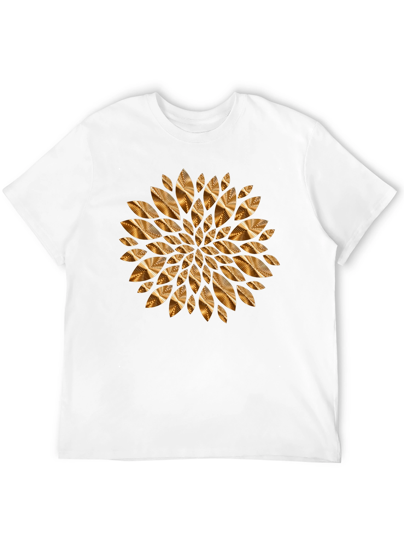 Abstract Gold Petal Design Black T-Shirt