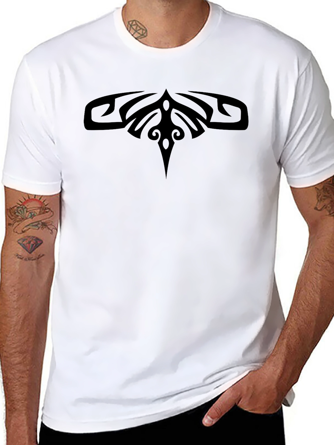 Mens Black T-Shirt with Tribal Design