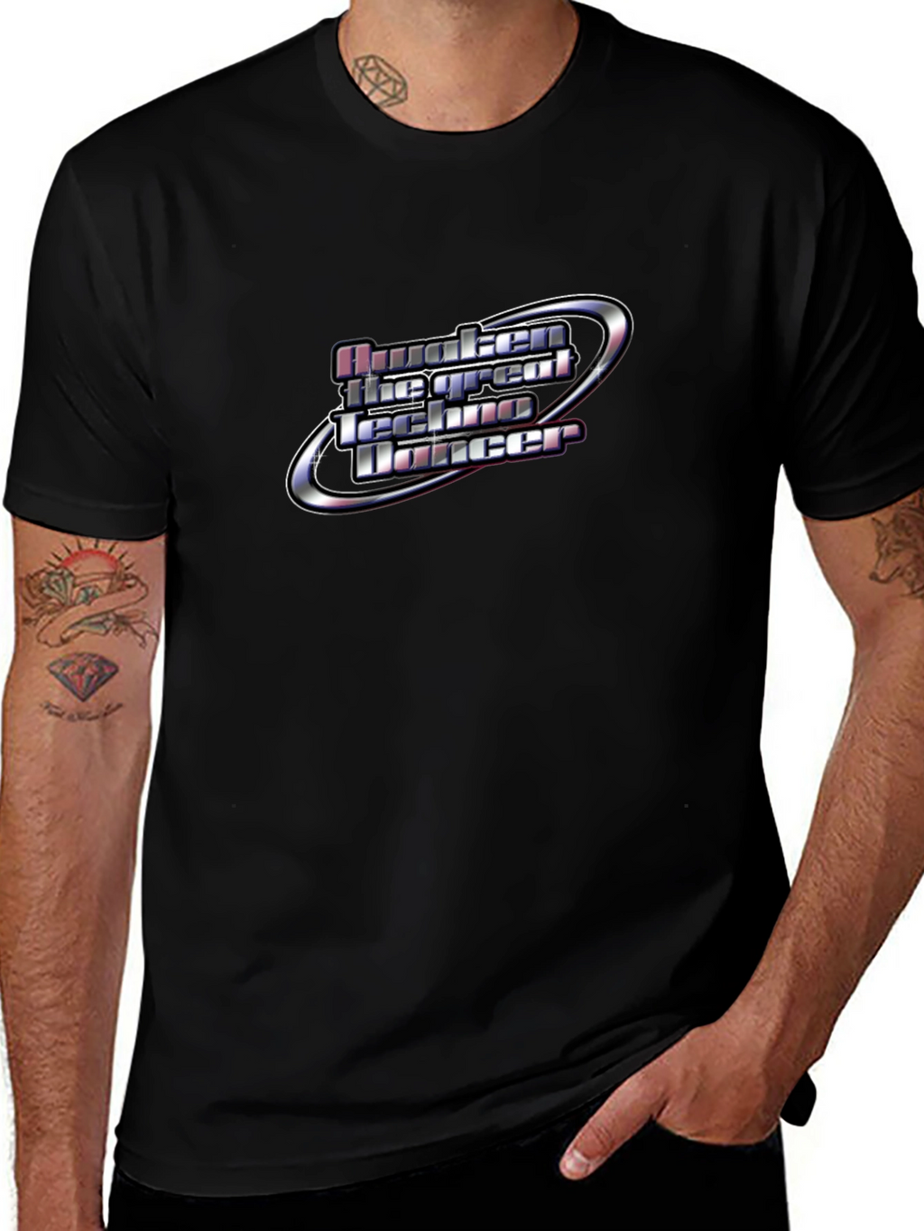 Awaken the Great Techno Dancer Black T-Shirt