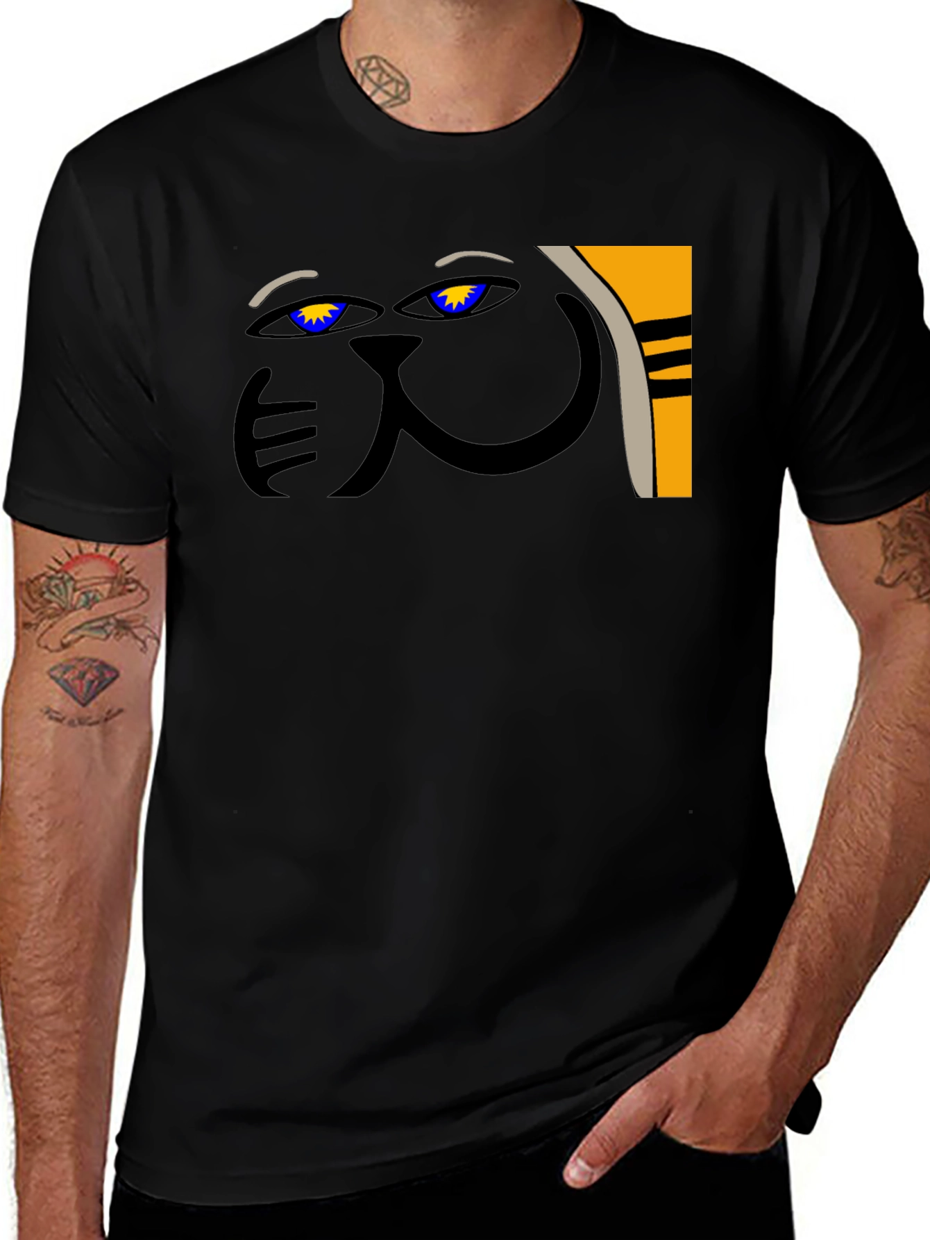 Abstract Cat Graphic Tee - Unique Style