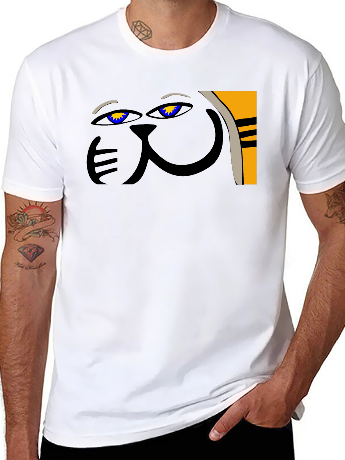 Abstract Cat Graphic Tee - Unique Style