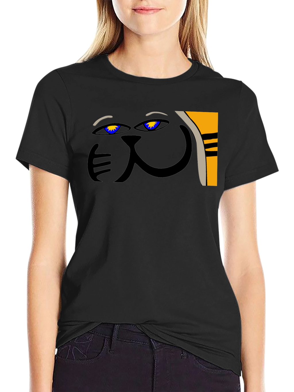 Abstract Cat Graphic Tee - Unique Style