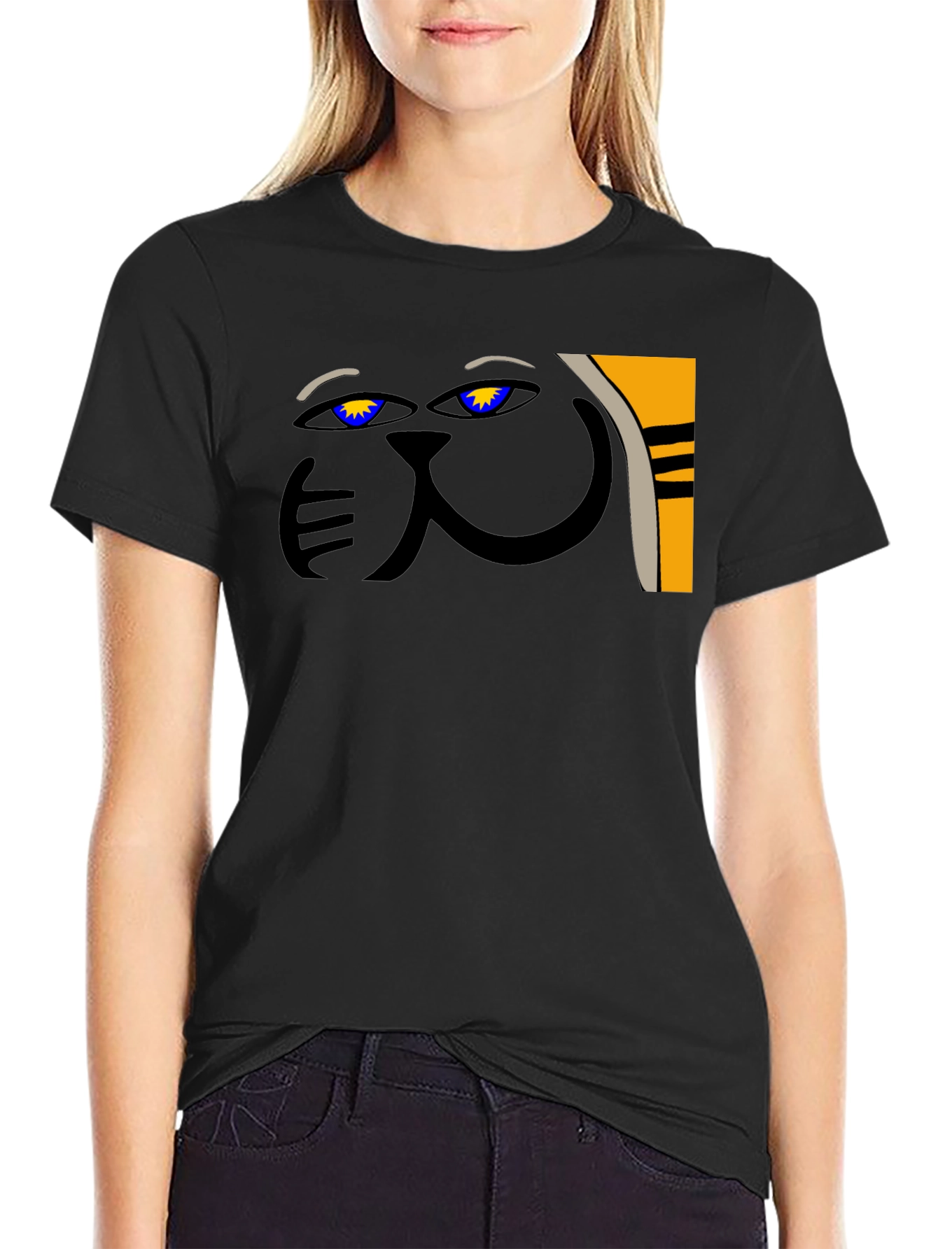 Abstract Cat Graphic Tee - Unique Style
