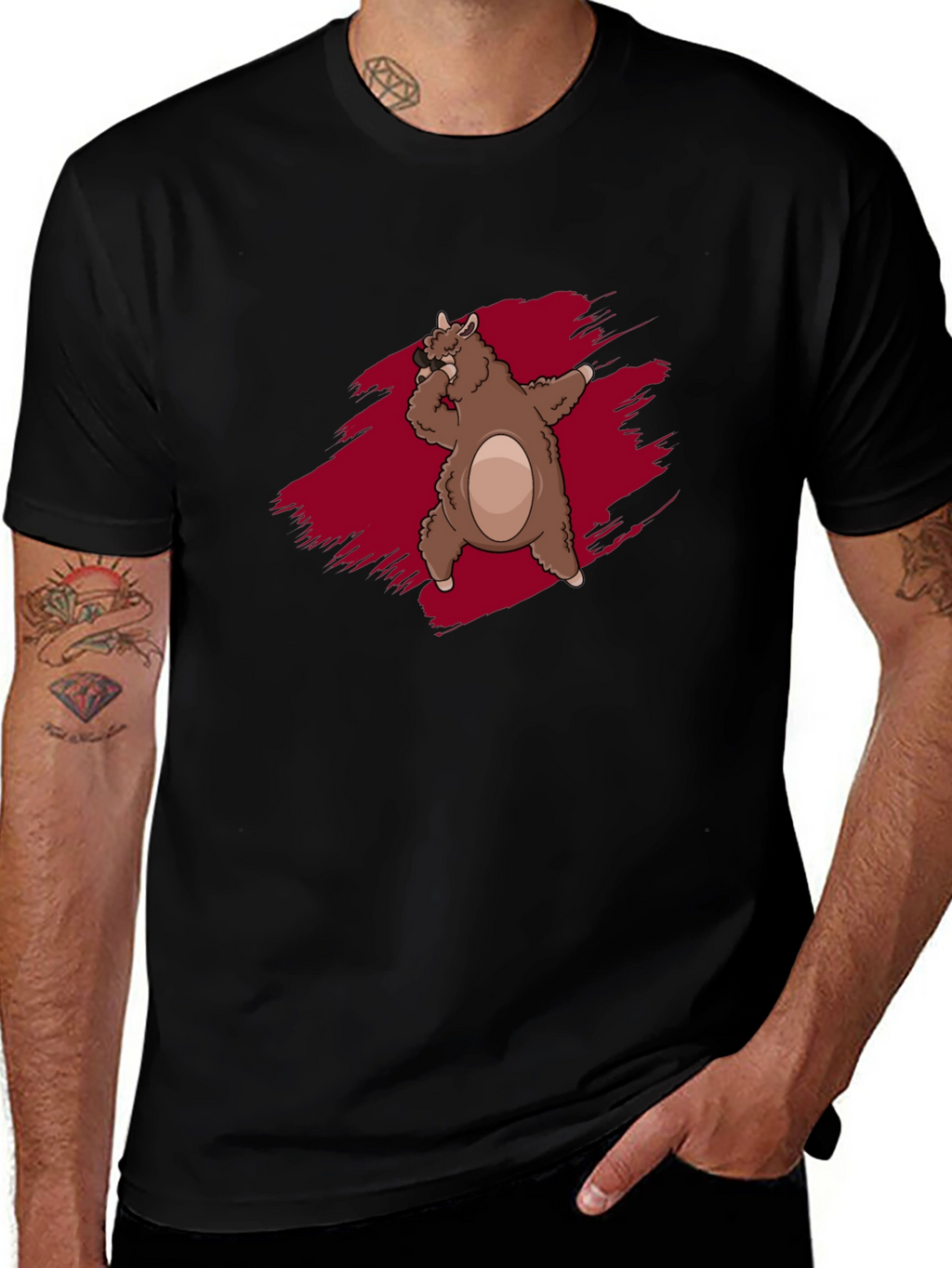 Funky Llama Dab Black T-Shirt