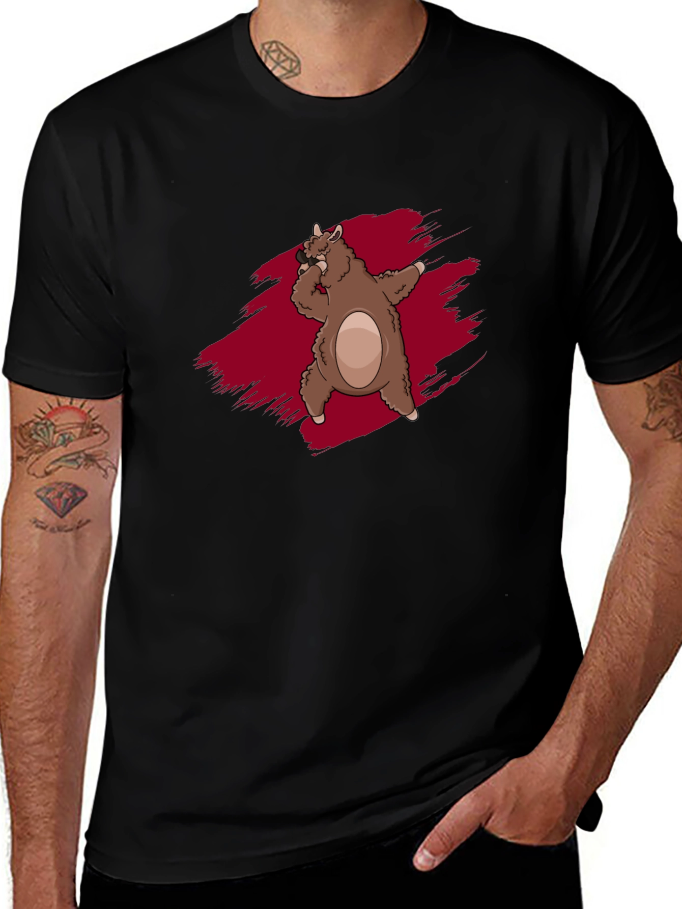 Funky Llama Dab Black T-Shirt