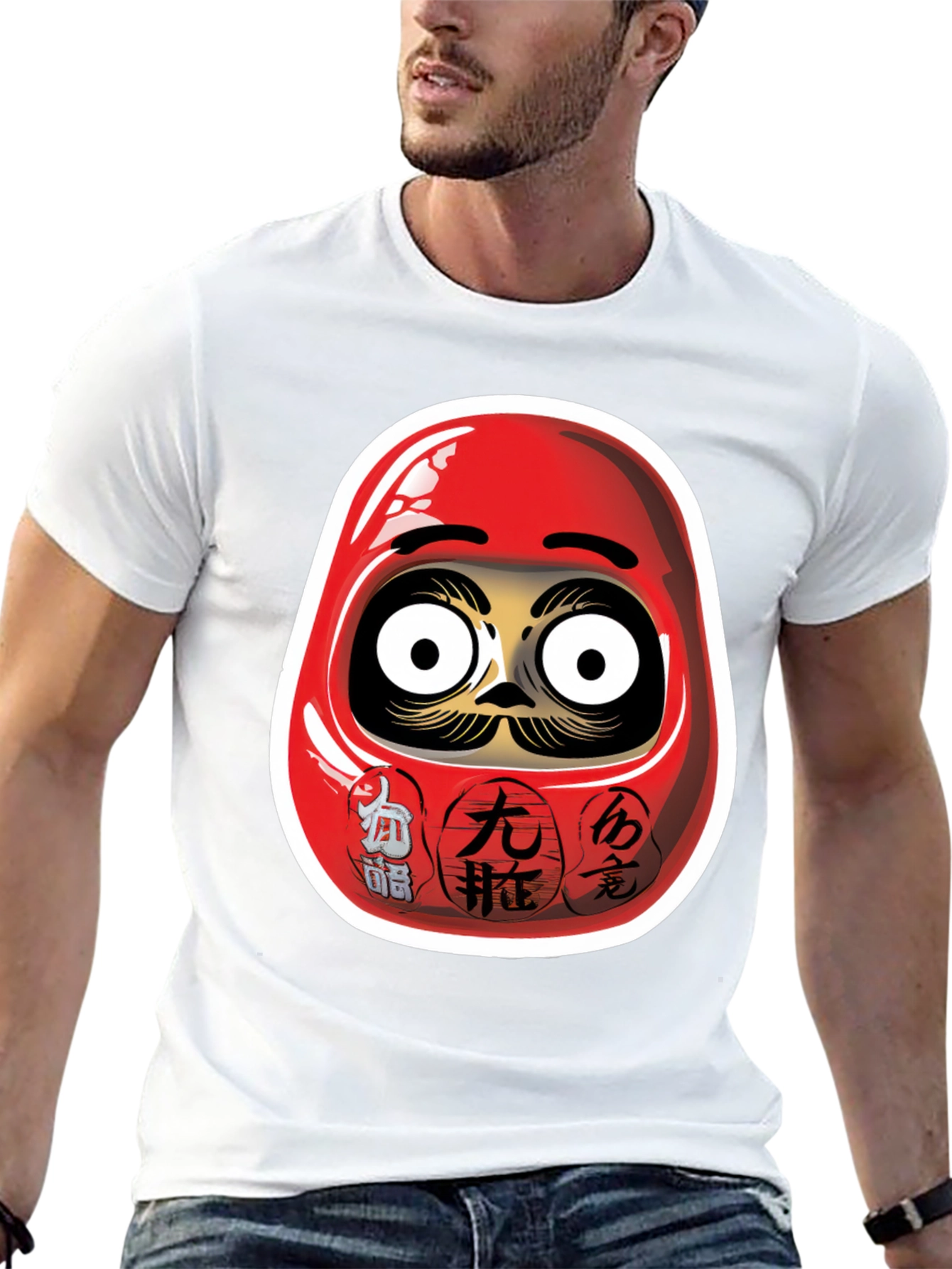 Daruma Doll Graphic Black T-Shirt