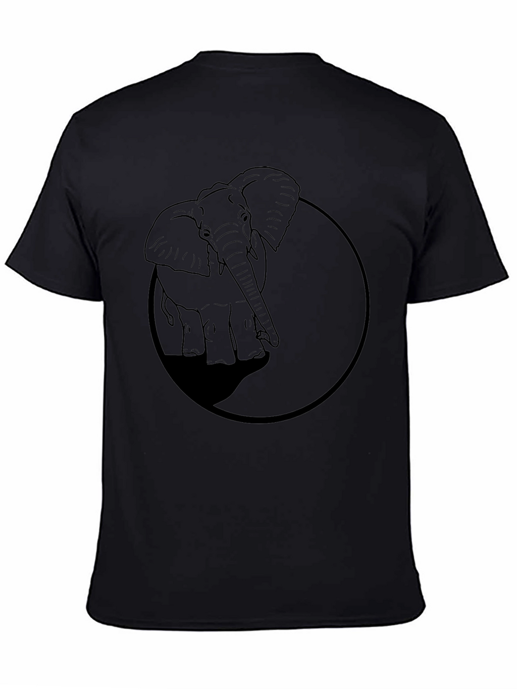 Elephant Graphic Tee - Black Cotton Casual Shirt