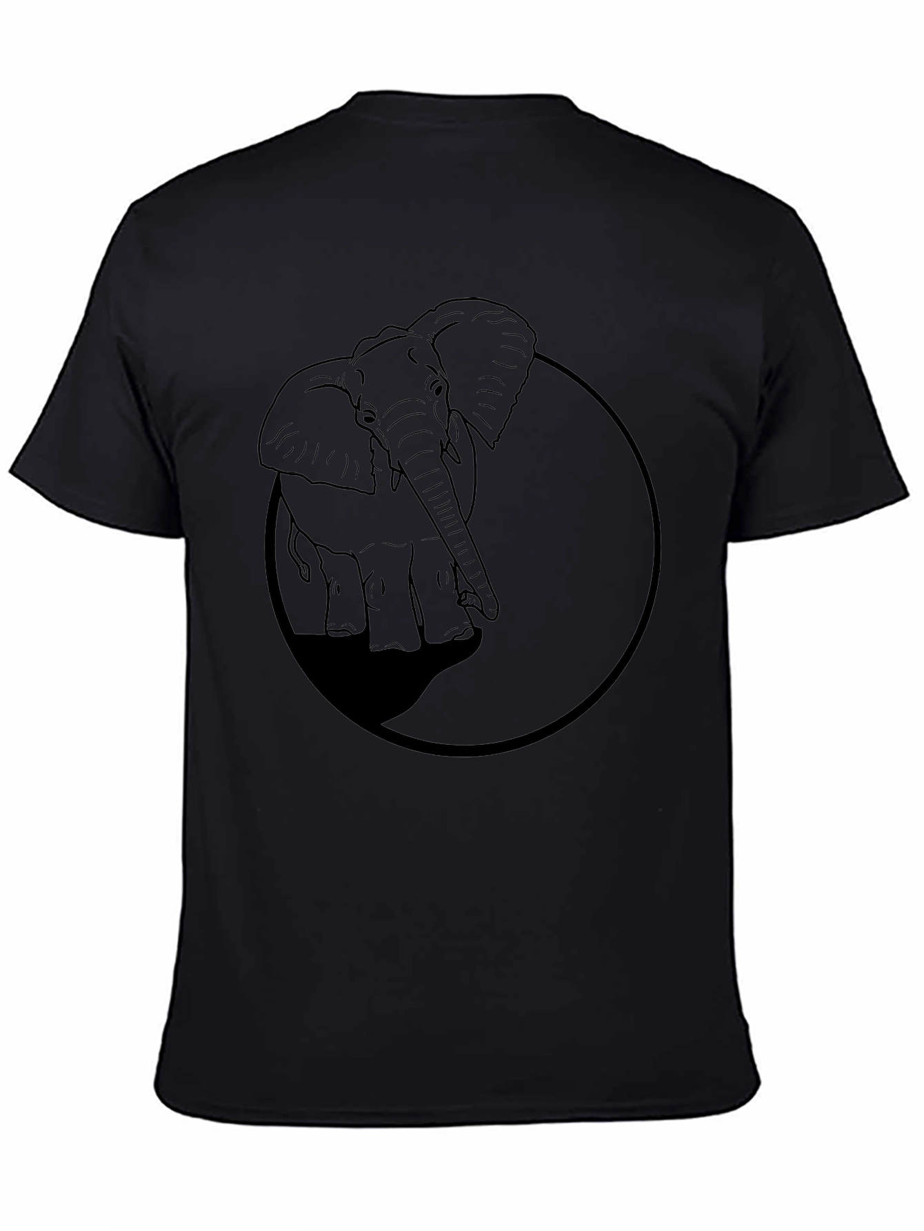 Elephant Graphic Tee - Black Cotton Casual Shirt