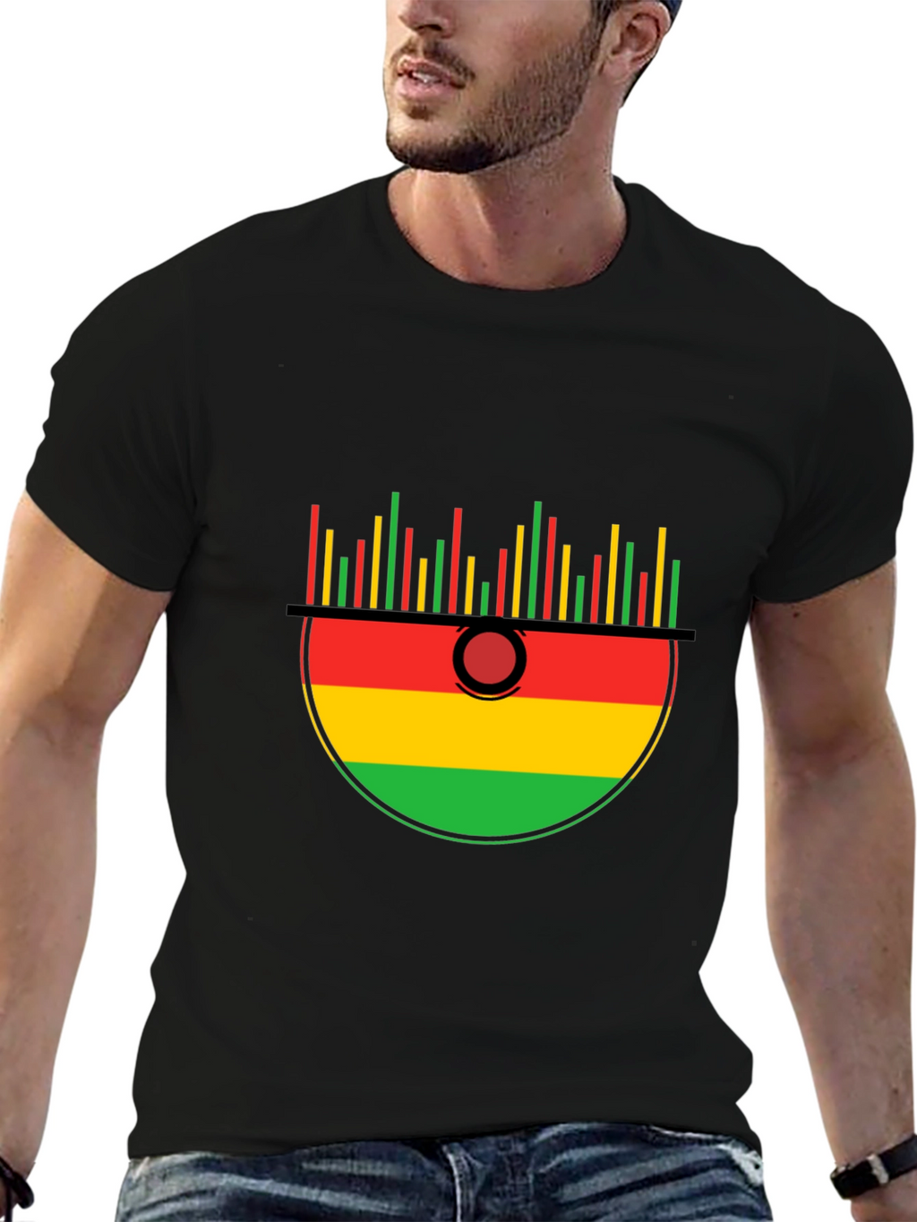 Rasta Music Kalimba Graphic Tee - Black Cotton T-Shirt