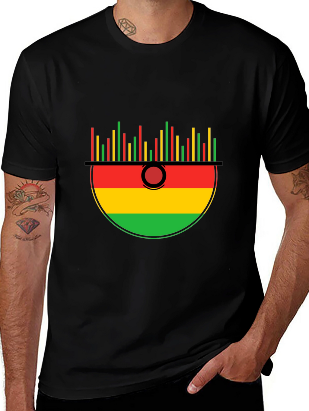 Rasta Music Kalimba Graphic Tee - Black Cotton T-Shirt