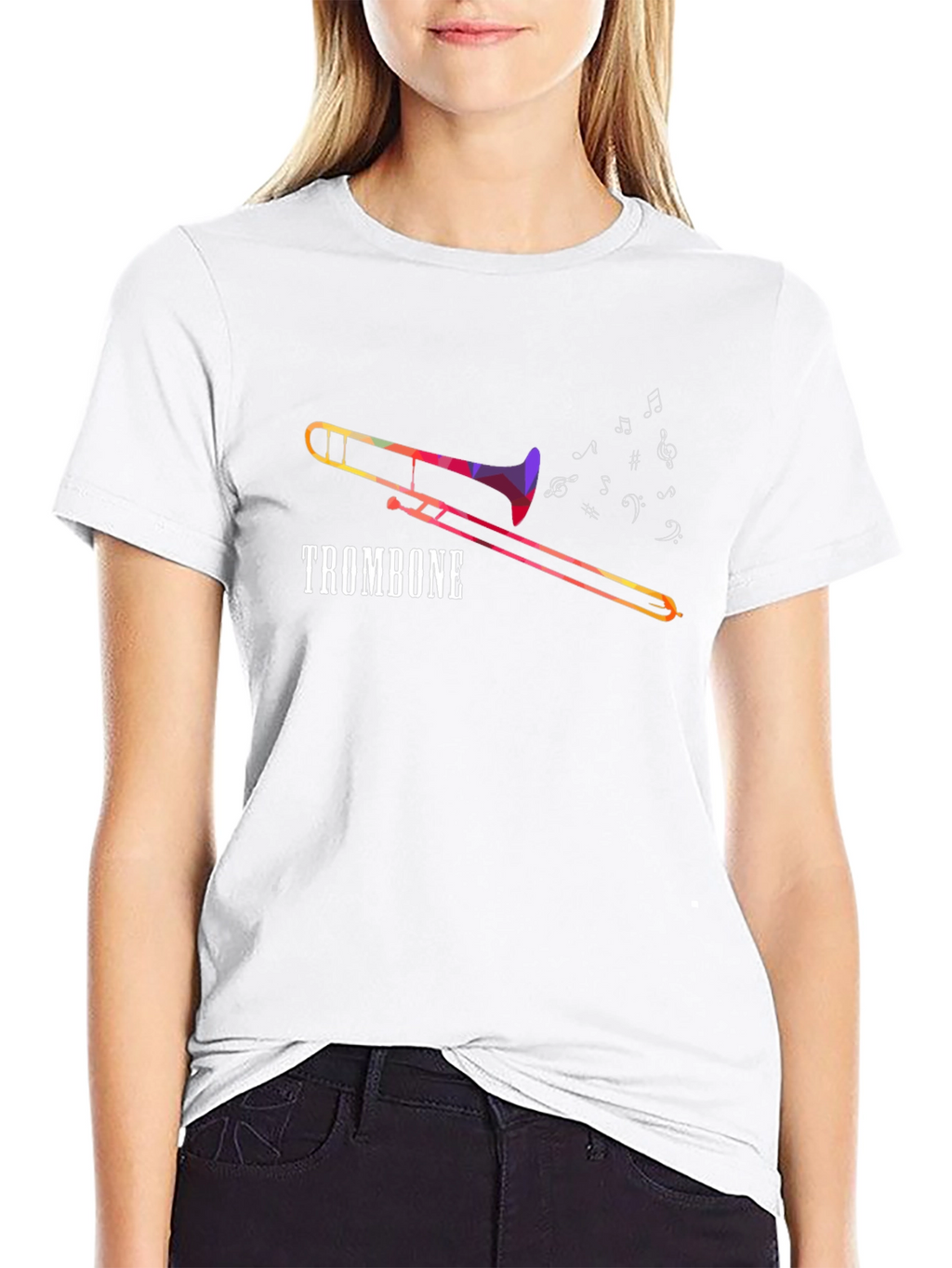 Trombone Music Notes Graphic Tee - Black