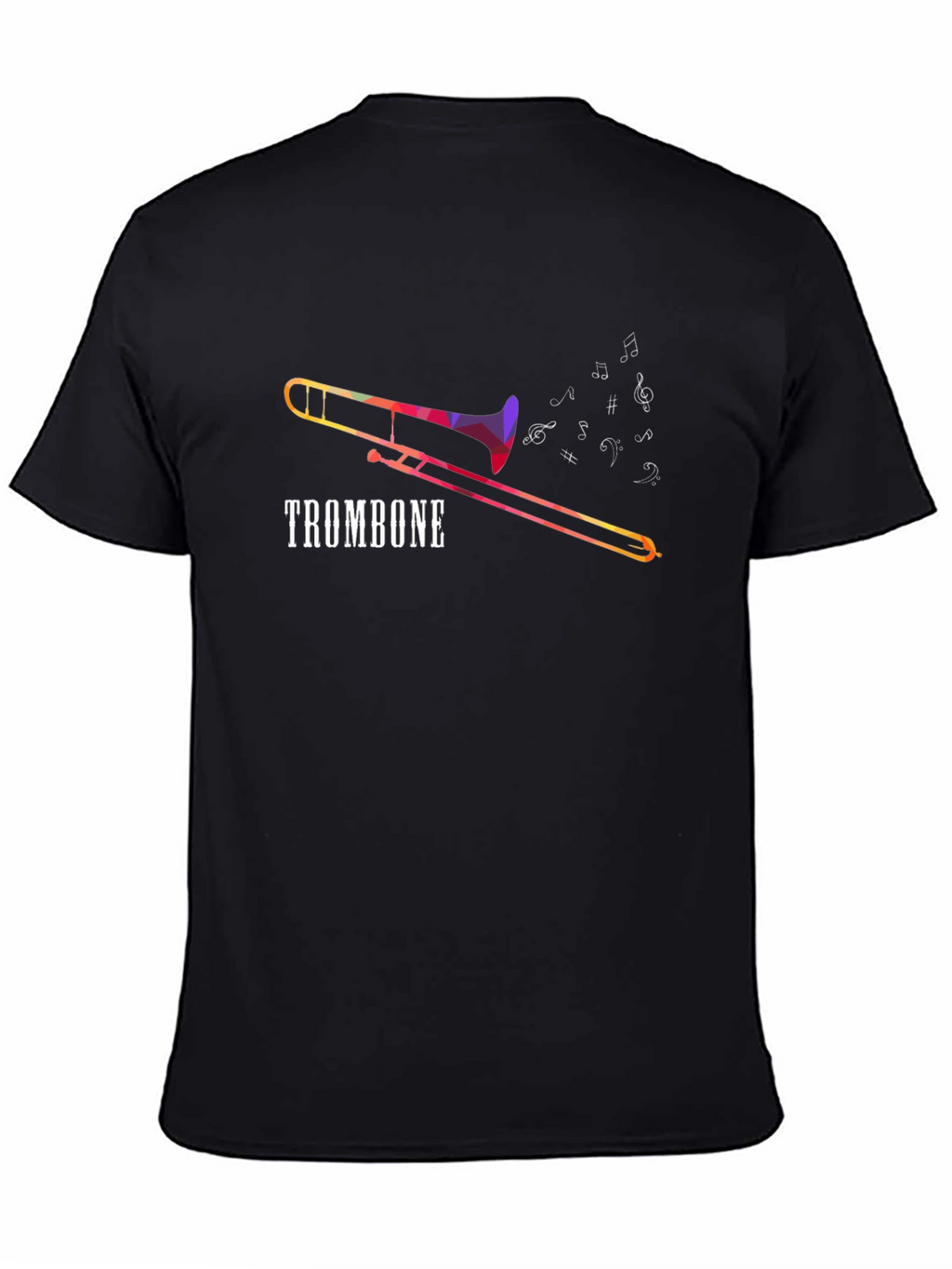 Trombone Music Notes Graphic Tee - Black