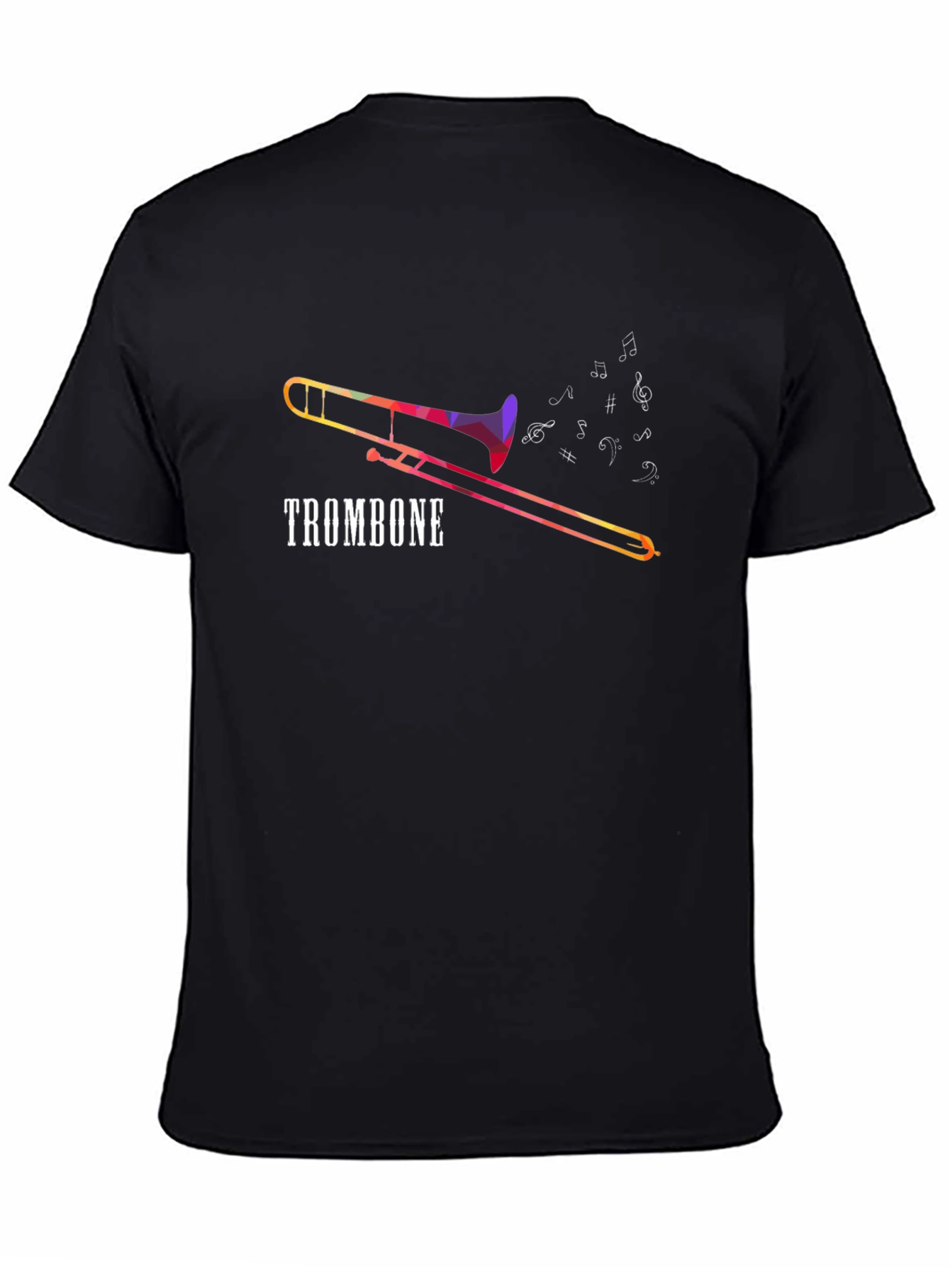 Trombone Music Notes Graphic Tee - Black