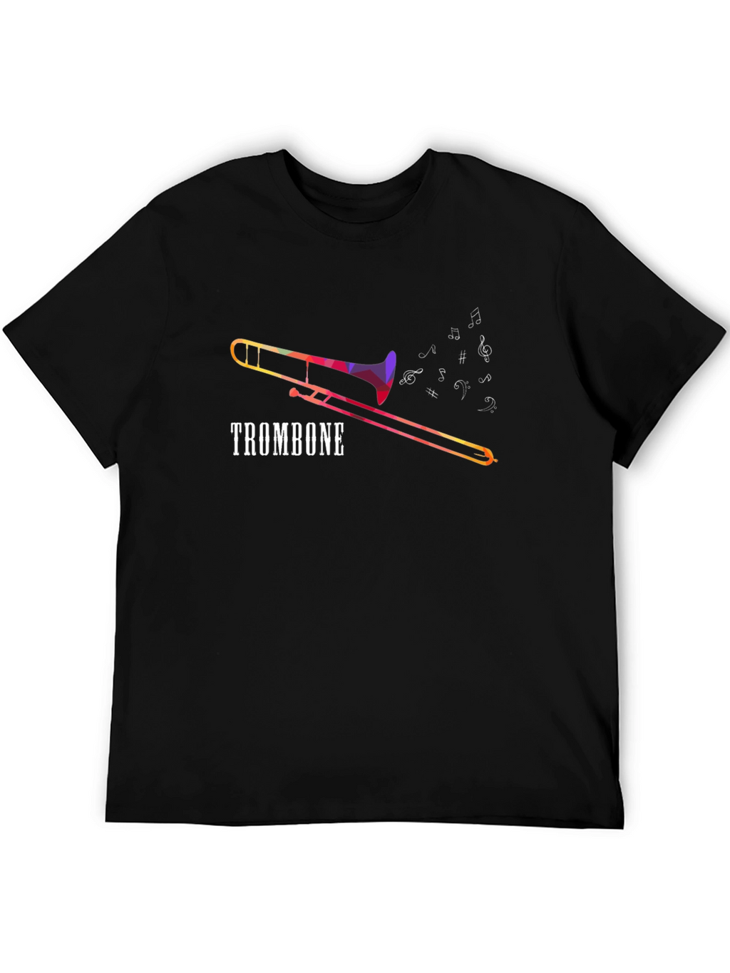 Trombone Music Notes Graphic Tee - Black