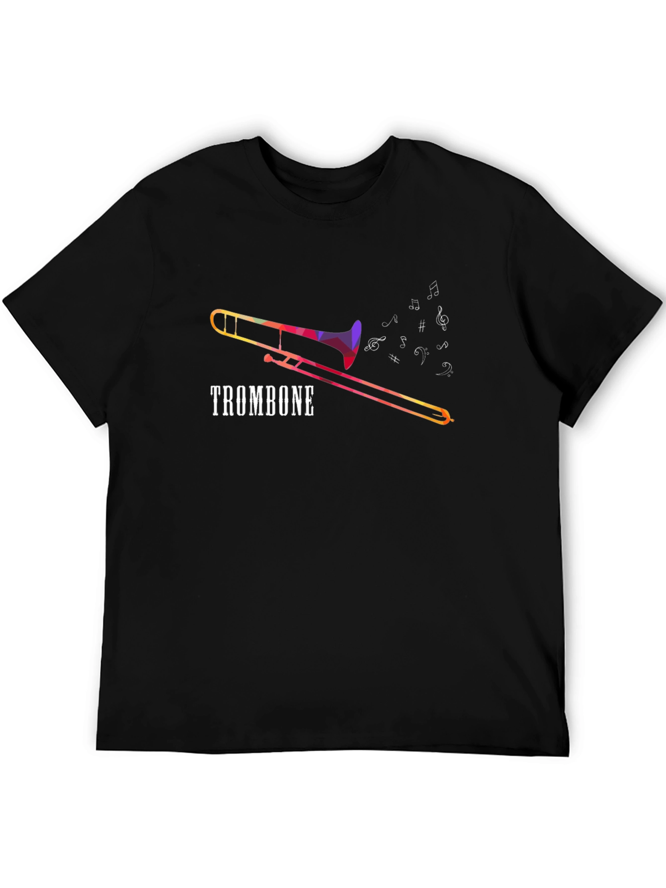 Trombone Music Notes Graphic Tee - Black