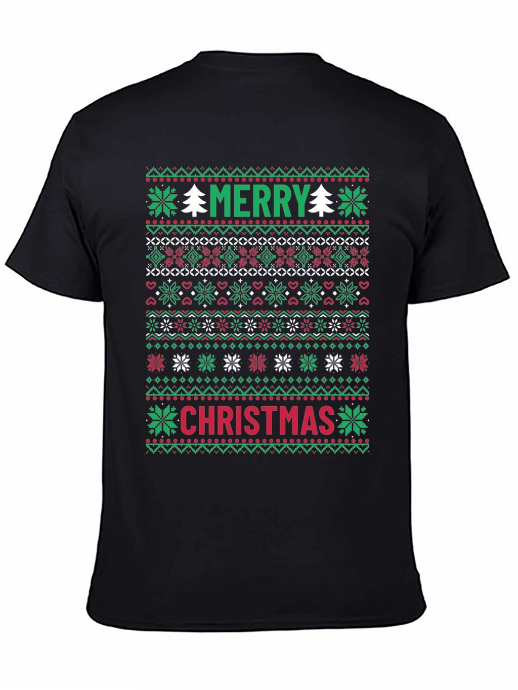 Merry Christmas Ugly Sweater Style Graphic Tee