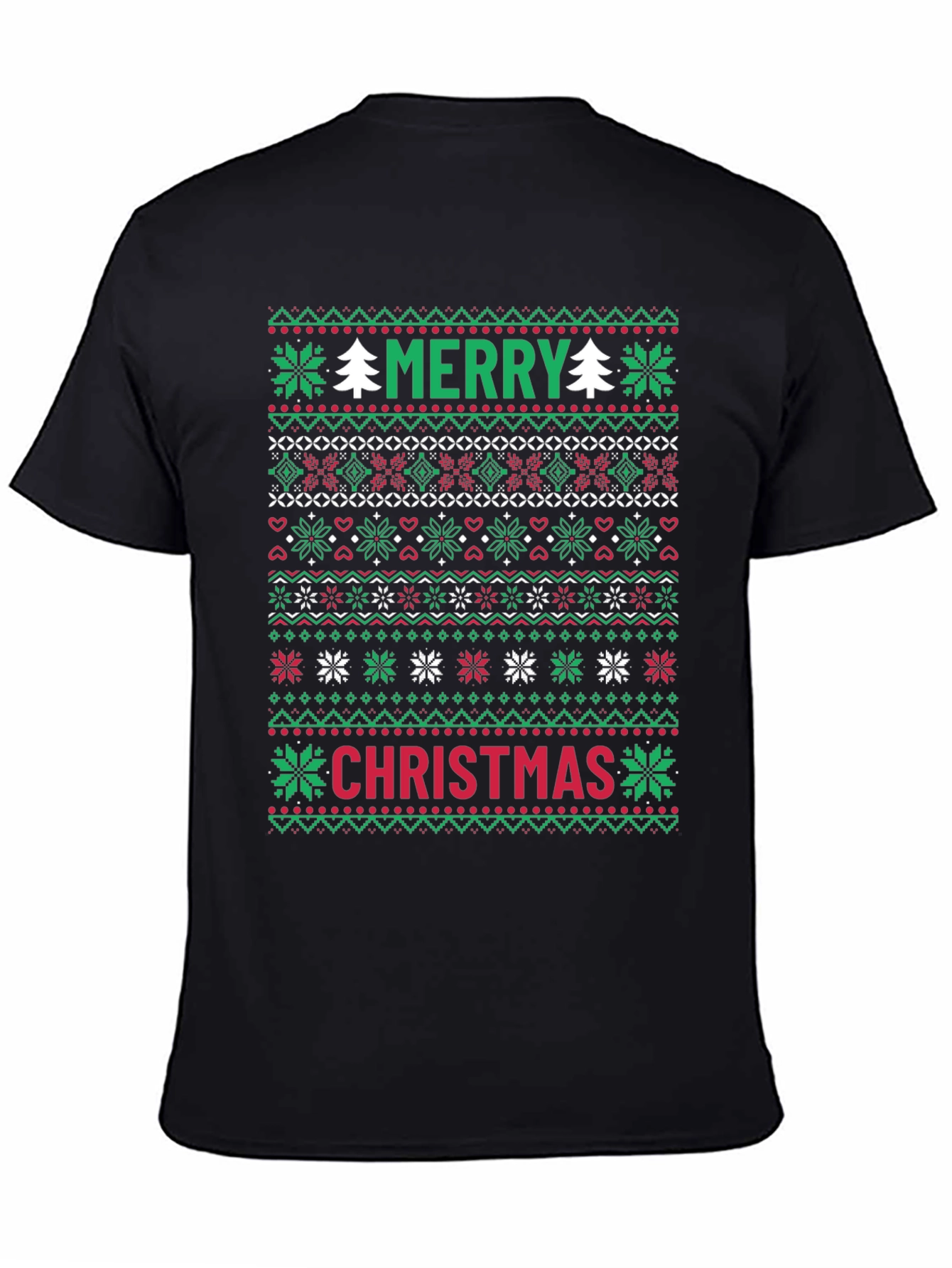 Merry Christmas Ugly Sweater Style Graphic Tee