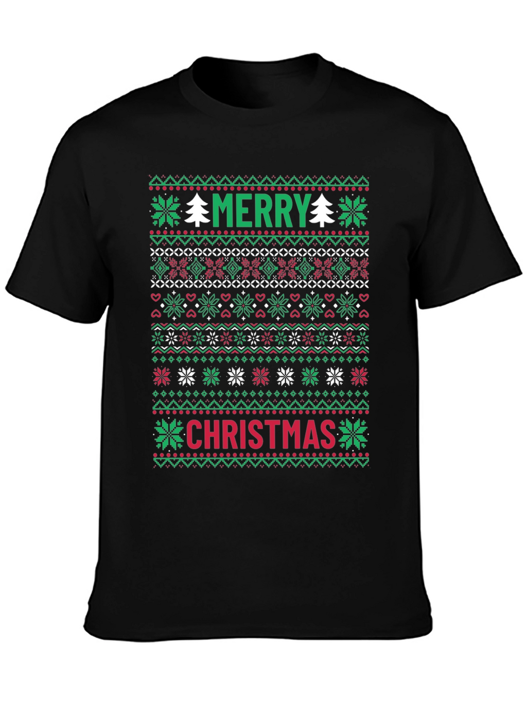 Merry Christmas Ugly Sweater Style Graphic Tee