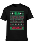 Merry Christmas Ugly Sweater Style Graphic Tee