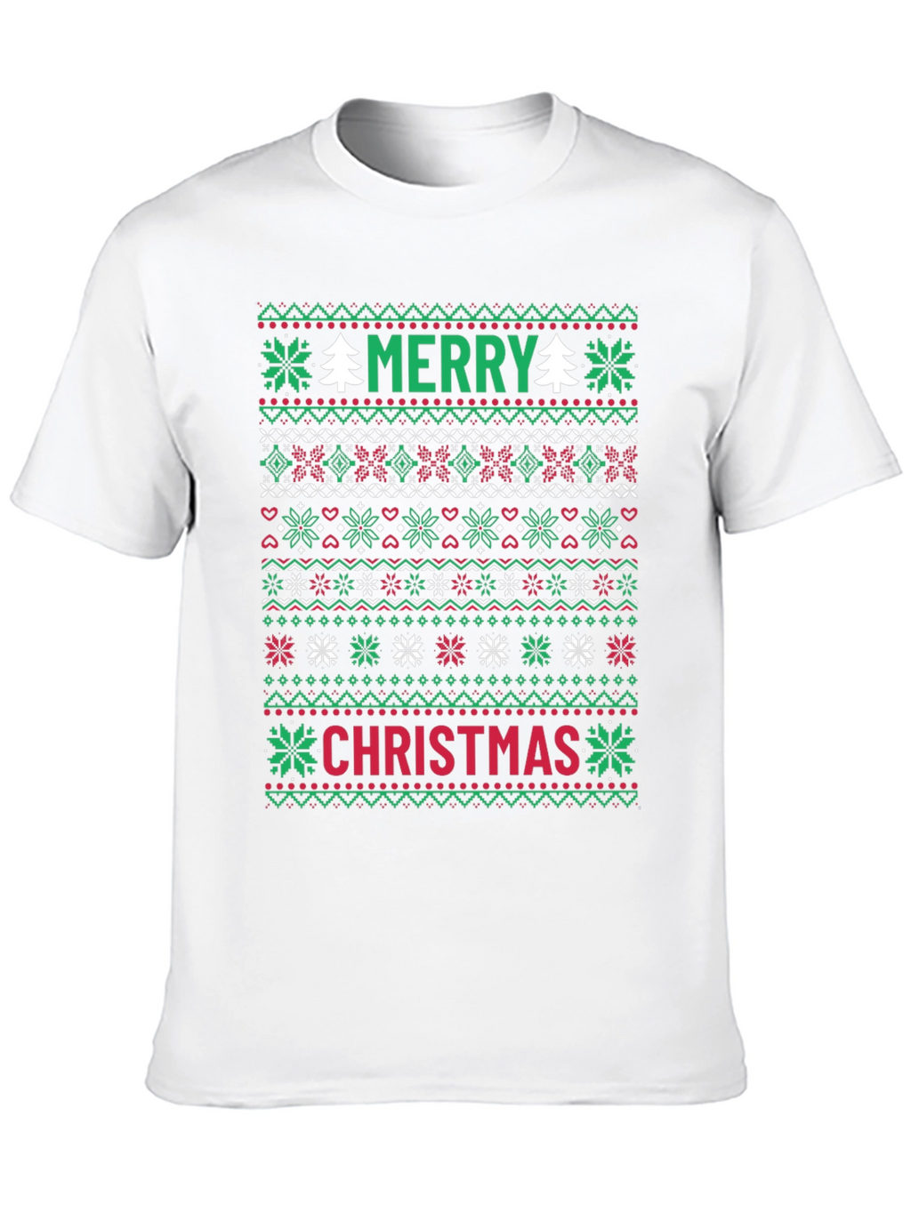 Merry Christmas Ugly Sweater Style Graphic Tee