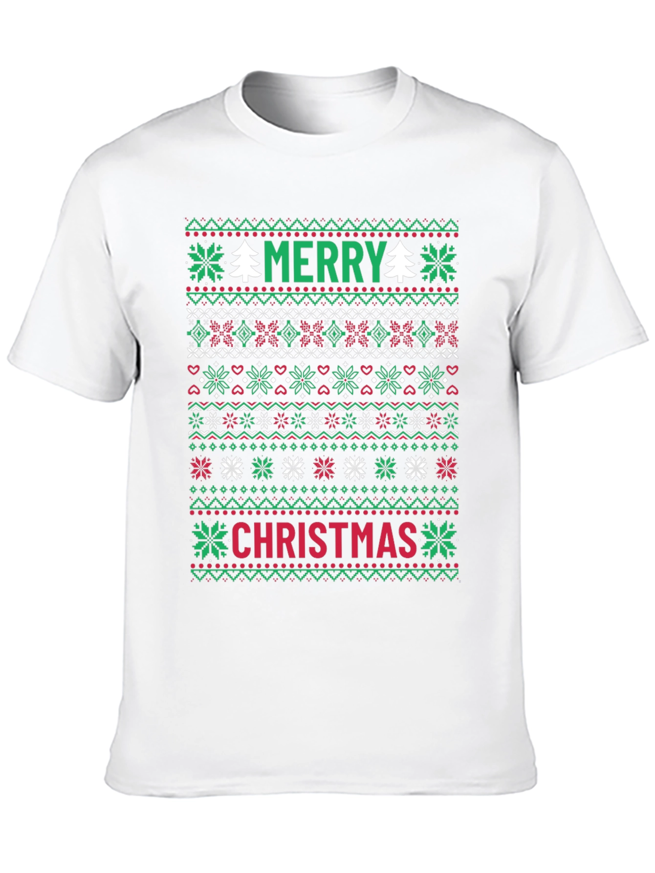 Merry Christmas Ugly Sweater Style Graphic Tee