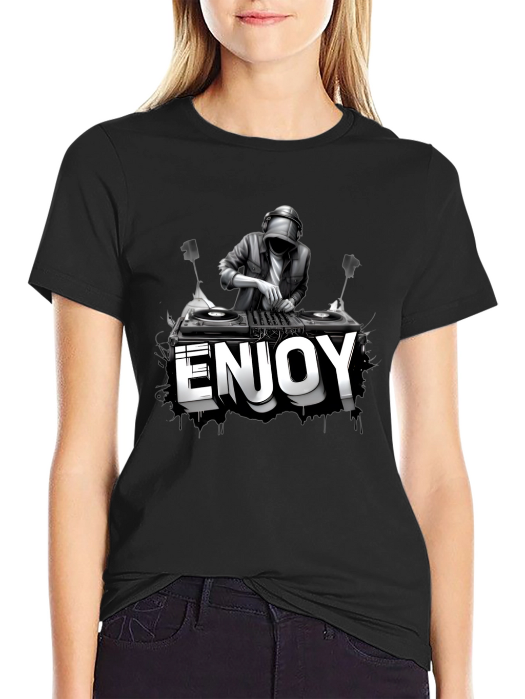 DJ Enjoy Graphic Black T-Shirt