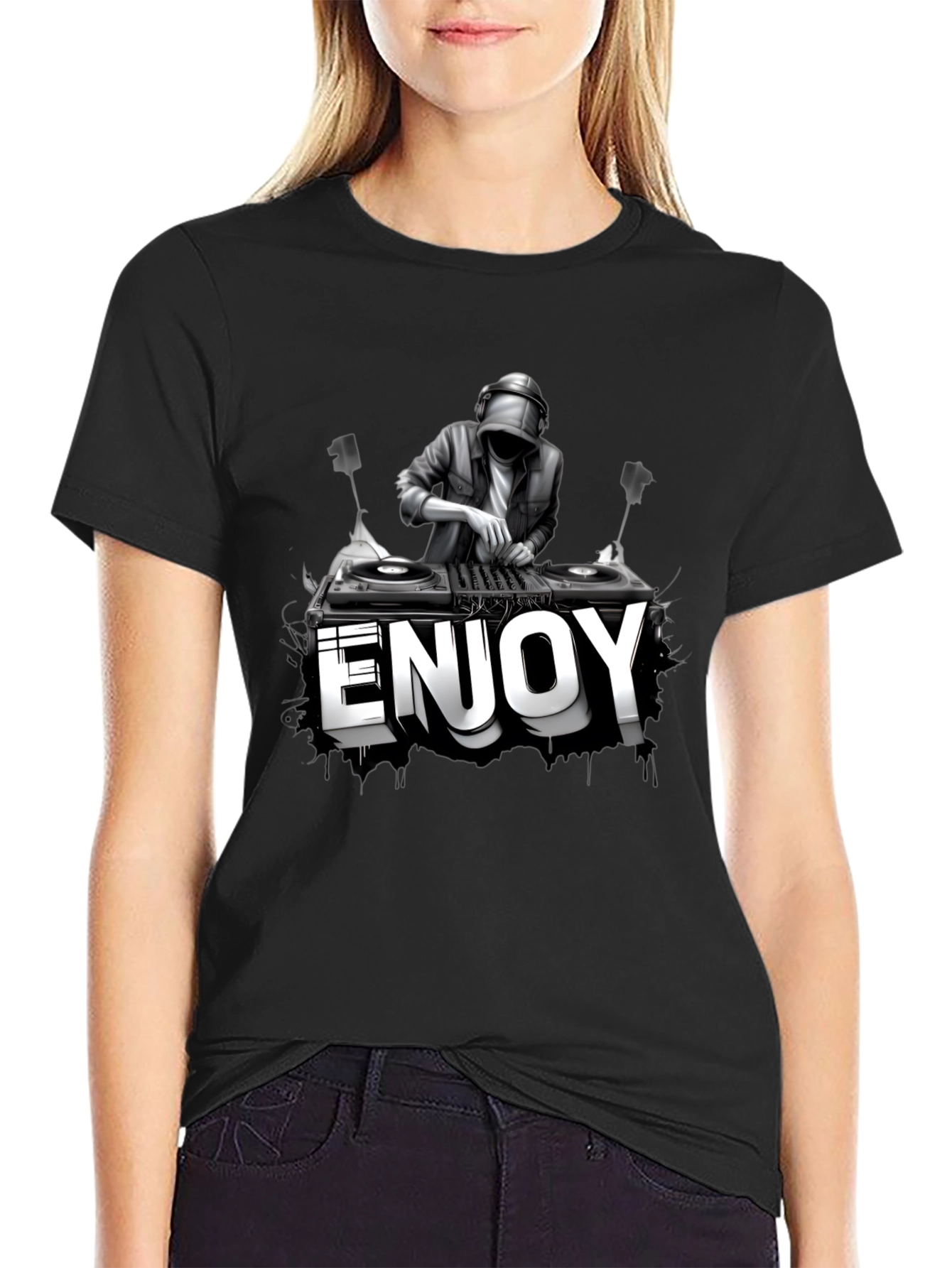 DJ Enjoy Graphic Black T-Shirt