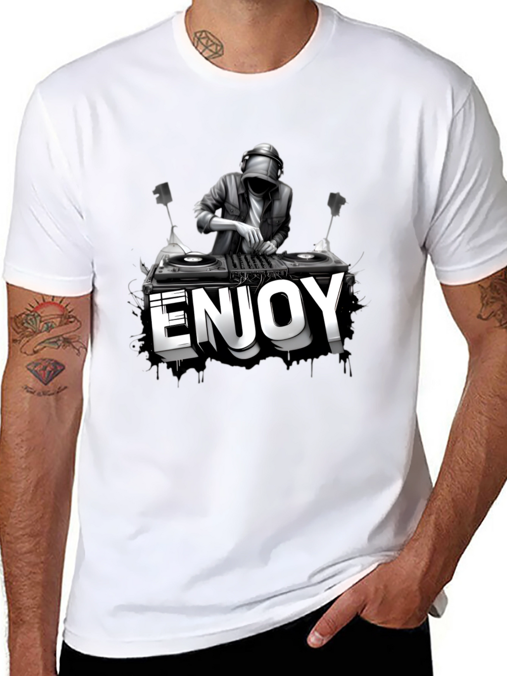 DJ Enjoy Graphic Black T-Shirt