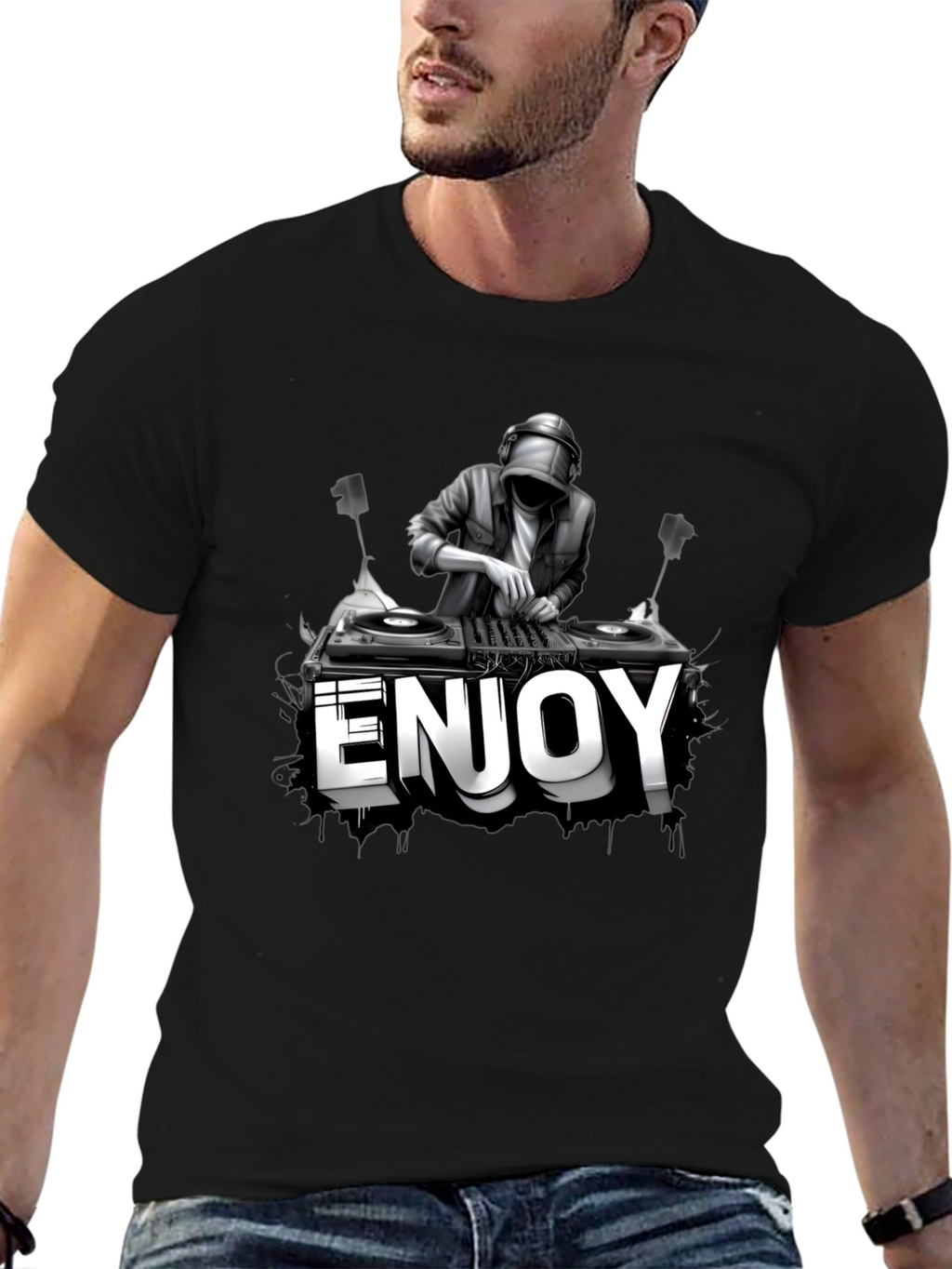 DJ Enjoy Graphic Black T-Shirt