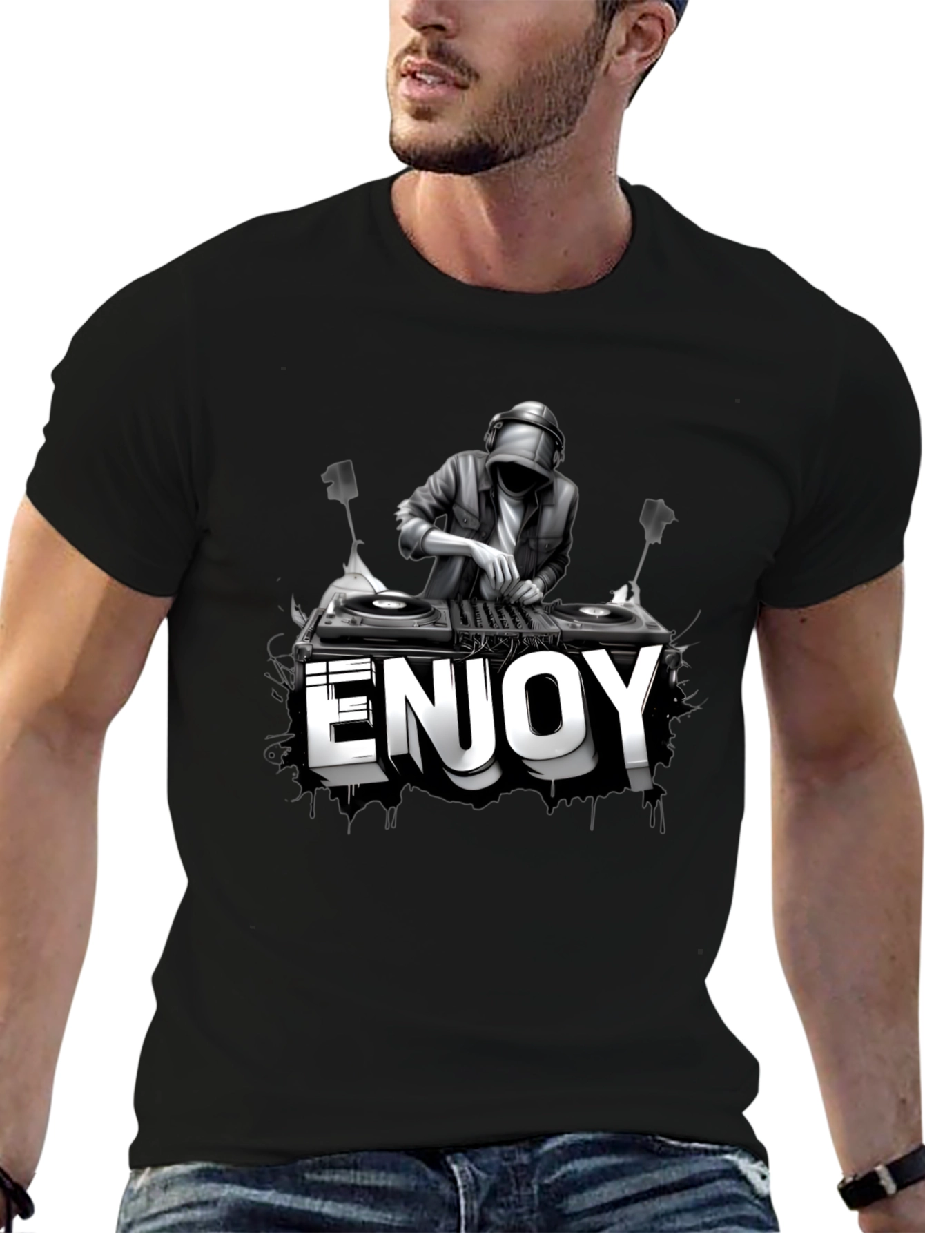 DJ Enjoy Graphic Black T-Shirt