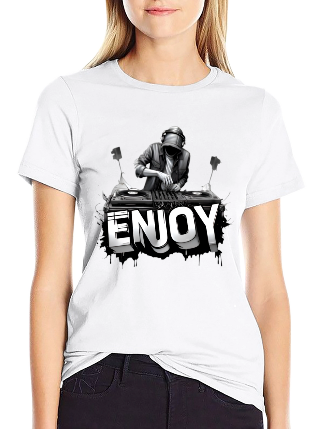 DJ Enjoy Graphic Black T-Shirt