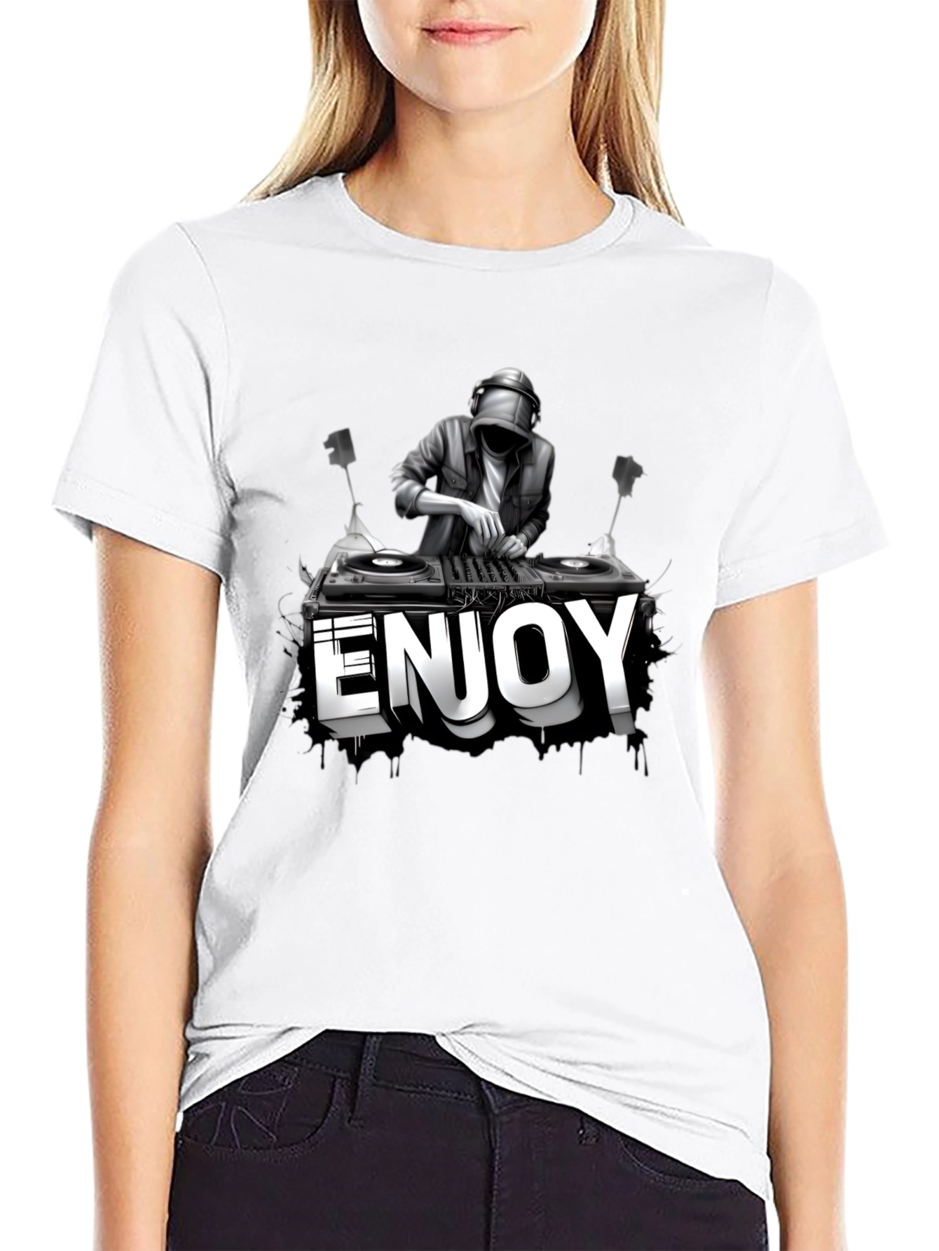 DJ Enjoy Graphic Black T-Shirt