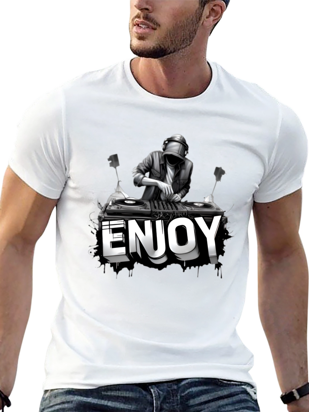 DJ Enjoy Graphic Black T-Shirt