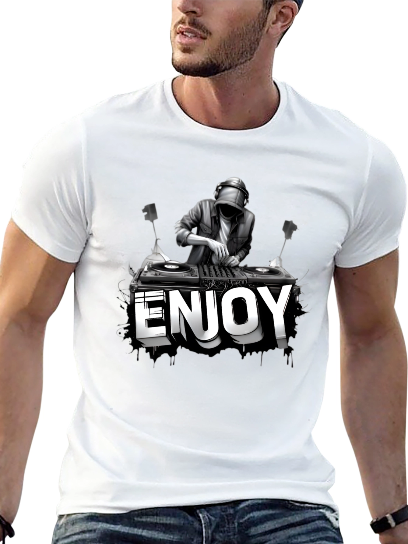DJ Enjoy Graphic Black T-Shirt