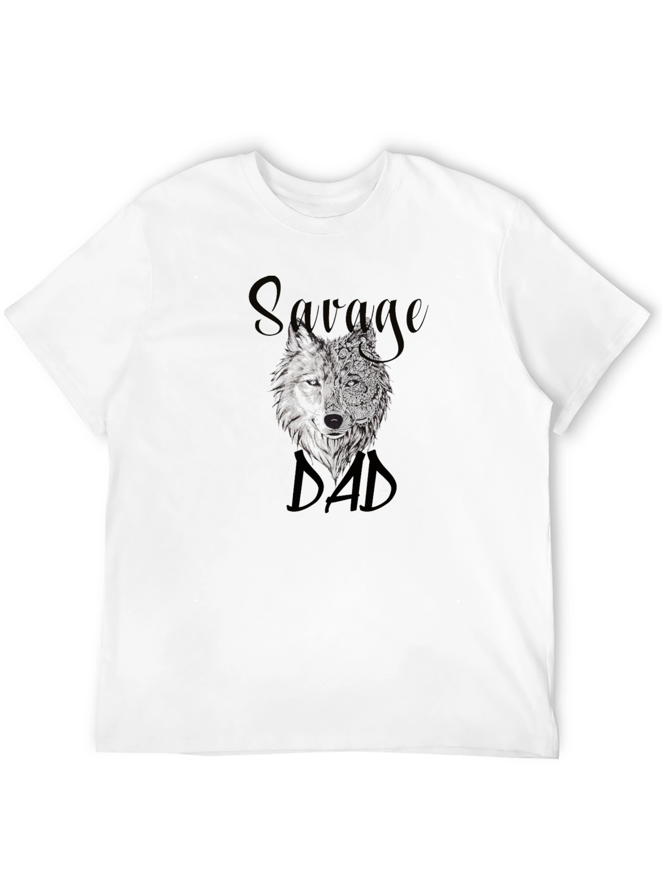 Savage Dad Wolf Graphic T-Shirt - Black