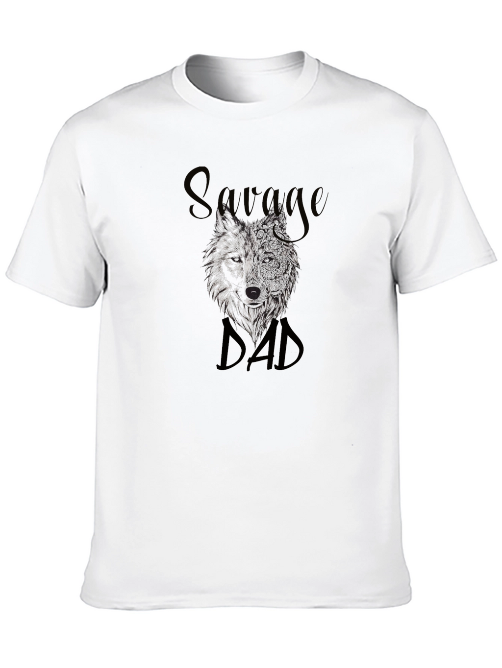 Savage Dad Wolf Graphic T-Shirt - Black