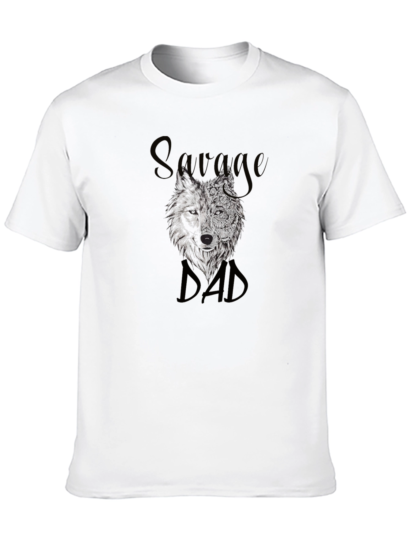Savage Dad Wolf Graphic T-Shirt - Black